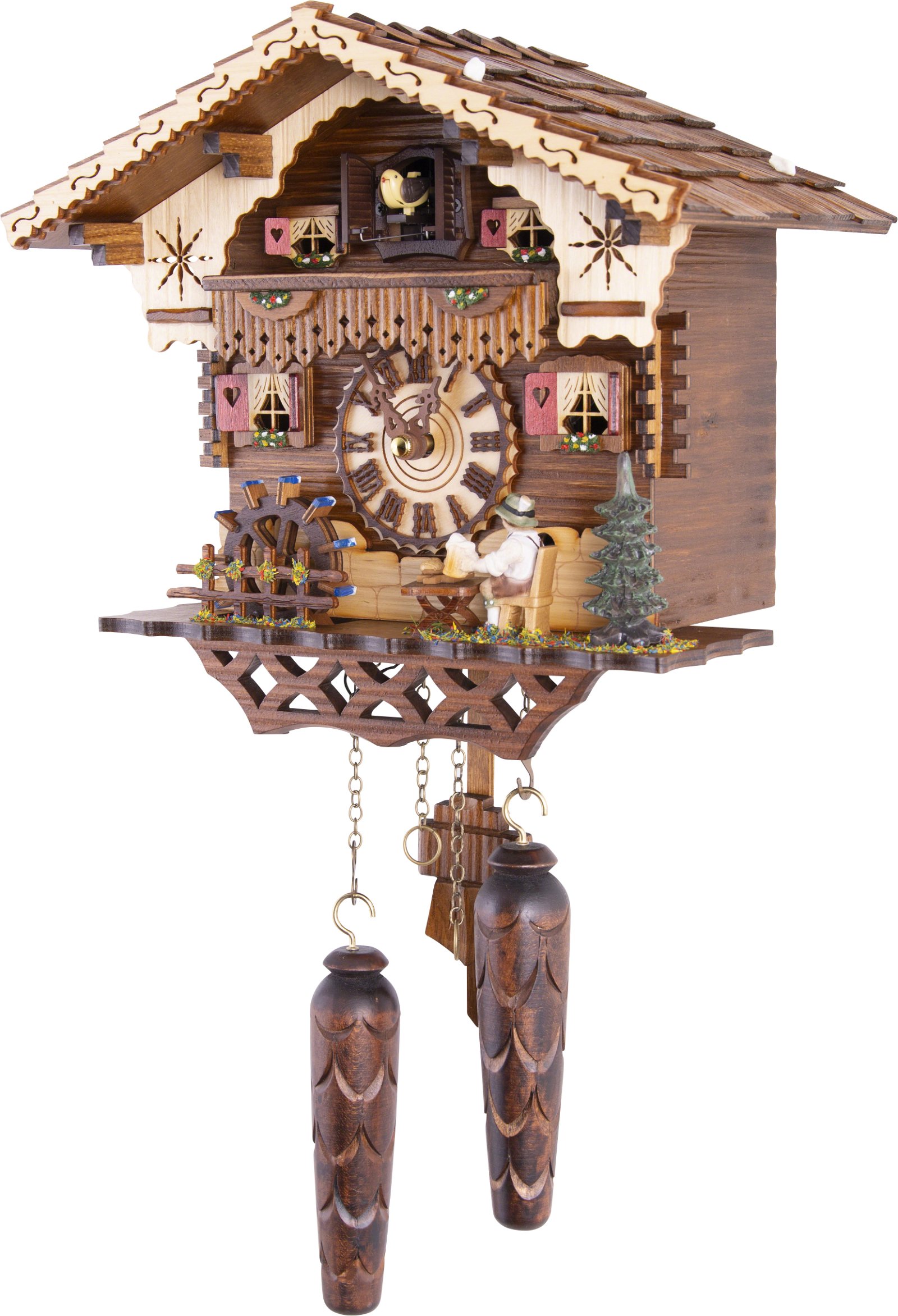 新品Trenkle Quartz Cuckoo Clock with Music Leaves， Birds TU 369 QMT HZZG  当店一番人気