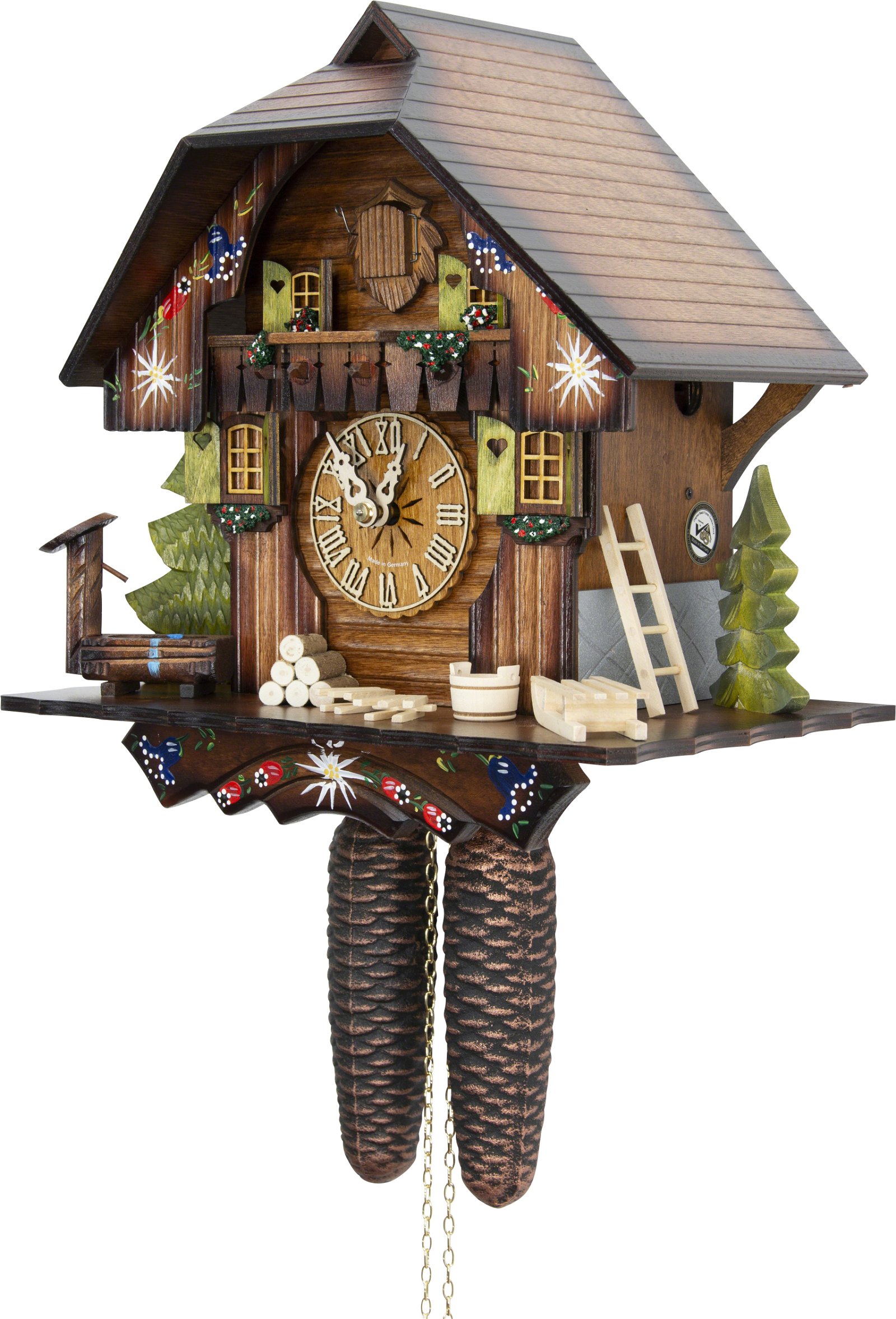 German Cuckoo Clock 8-day-movement Chalet-Style 30cm by Hekas 