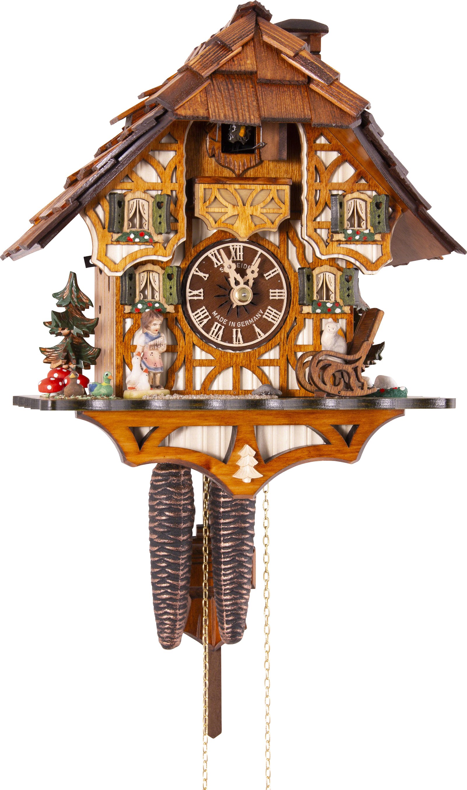 Cuckoo Clock 1-day-movement Chalet-Style 30cm by Anton Schneider