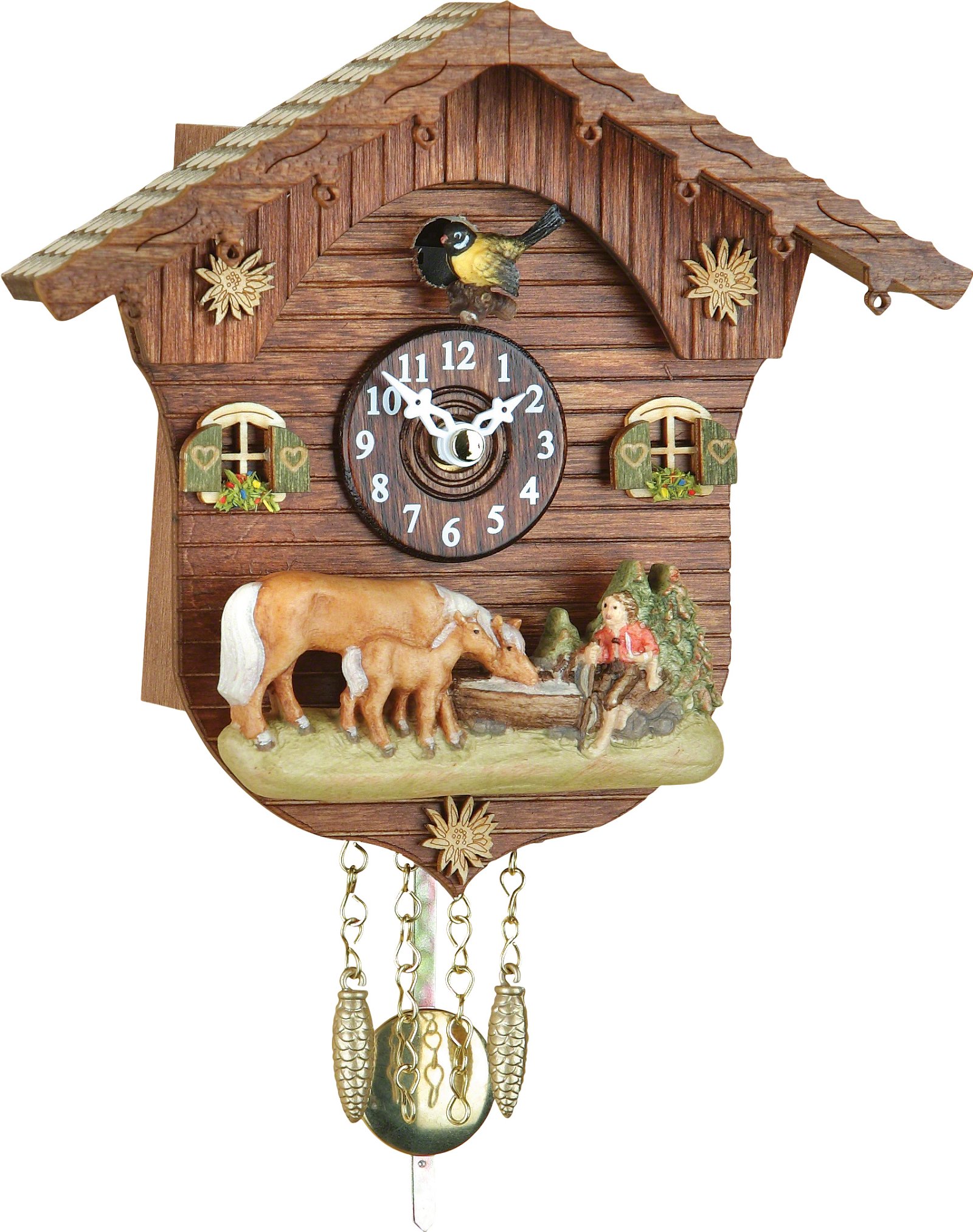 Kuckulino Black Forest Clock Swiss House with quartz movement and cuckoo chime incl turning dancers batterie TU 2019 SQ by Trenkle Uhren 