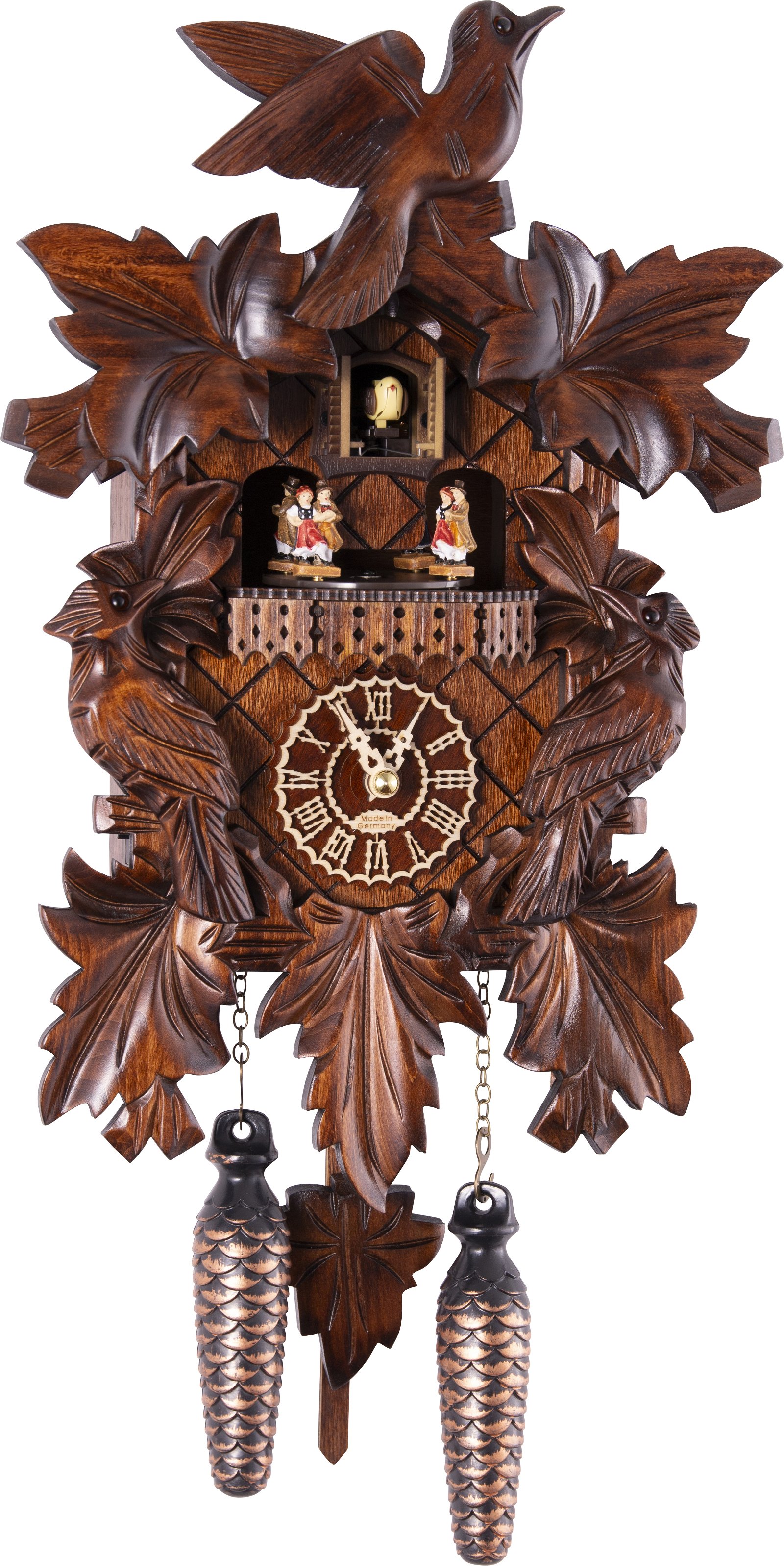 Original German Cuckoo Clock Quartz-movement Carved-Style 35cm by Trenkle Uhren 