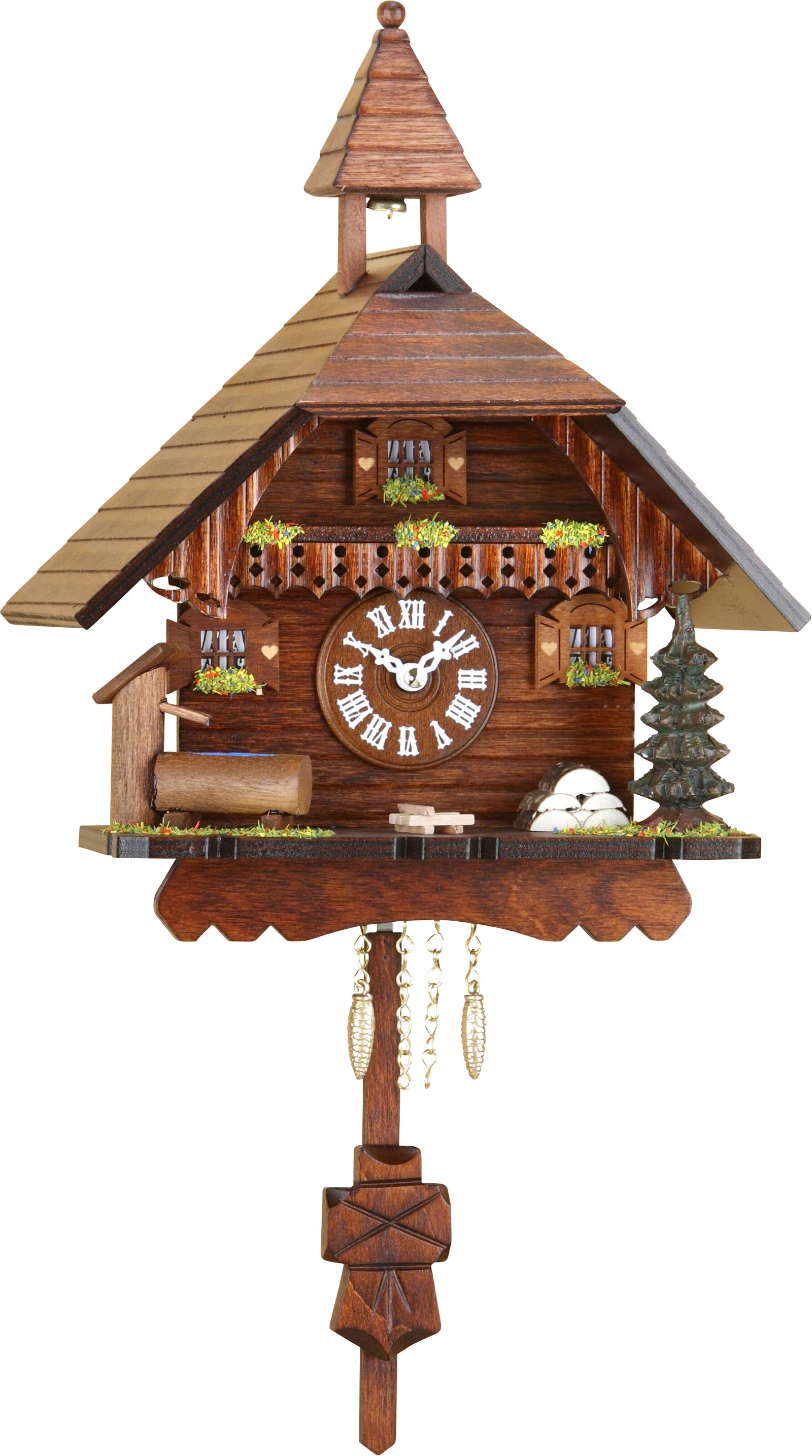 Modern Black Forest Quartz Pendulum Clock 5.5 inch Green Cuckoo Chime 