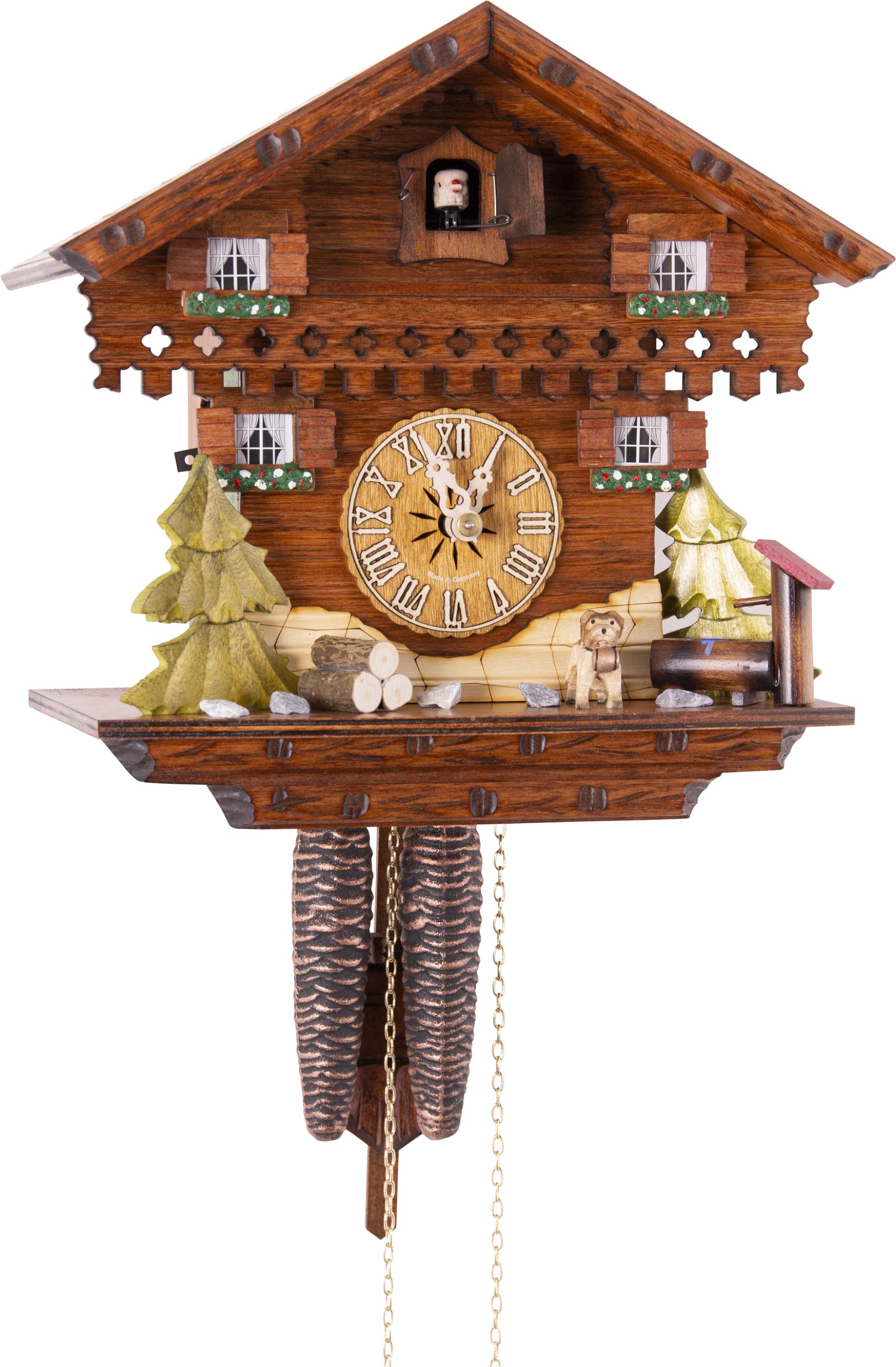 Original German Cuckoo Clock 1-day-movement Chalet-Style 24cm by Hekas 