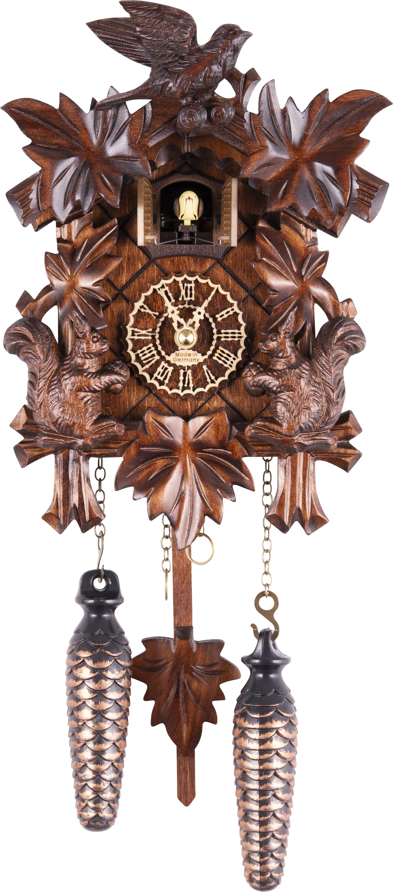 Cuckoo Clock Quartz-movement Carved-Style 24cm by Trenkle Uhren - 370QM