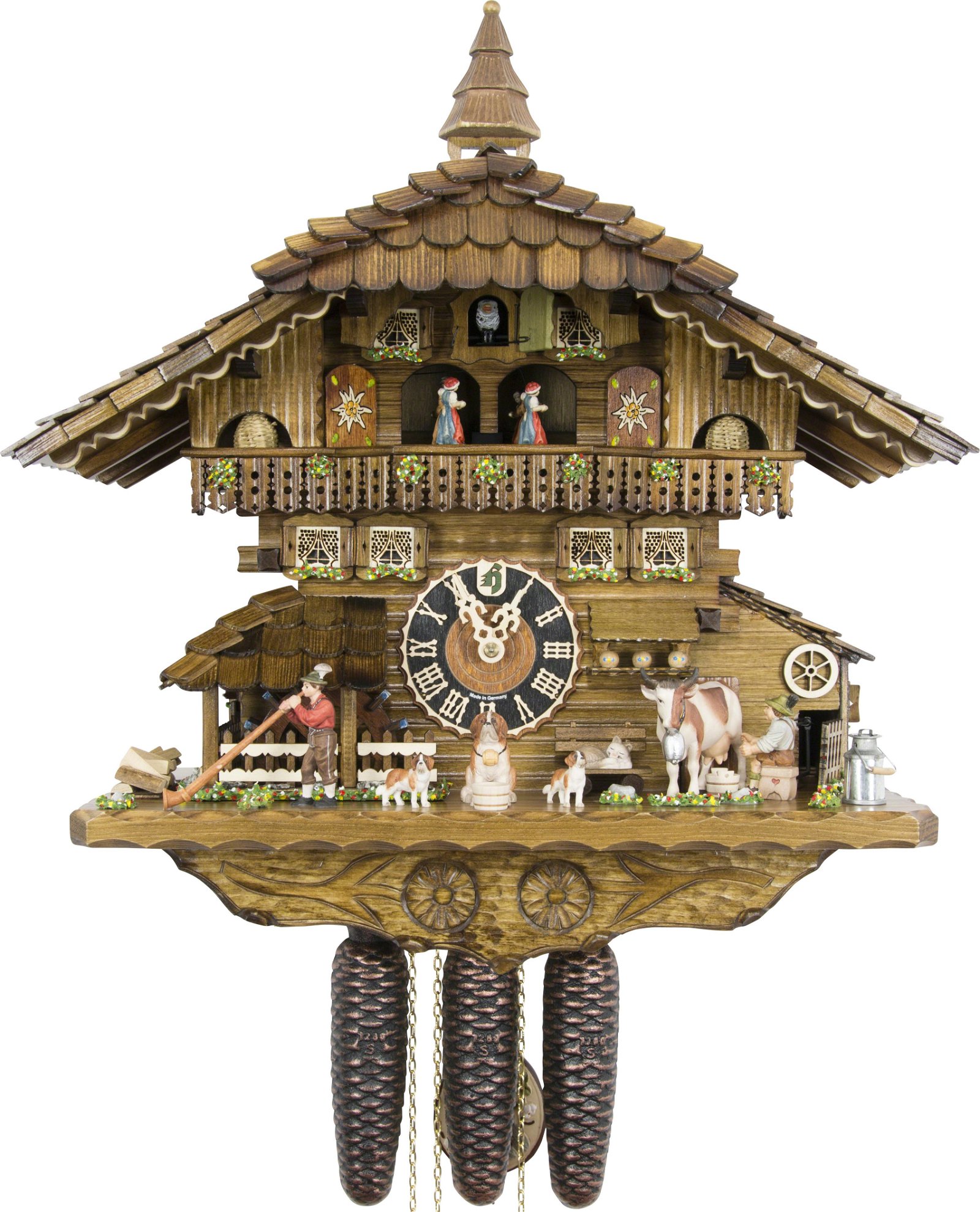 Cuckoo Clock 8-day-movement Chalet-Style 41cm by Hönes
