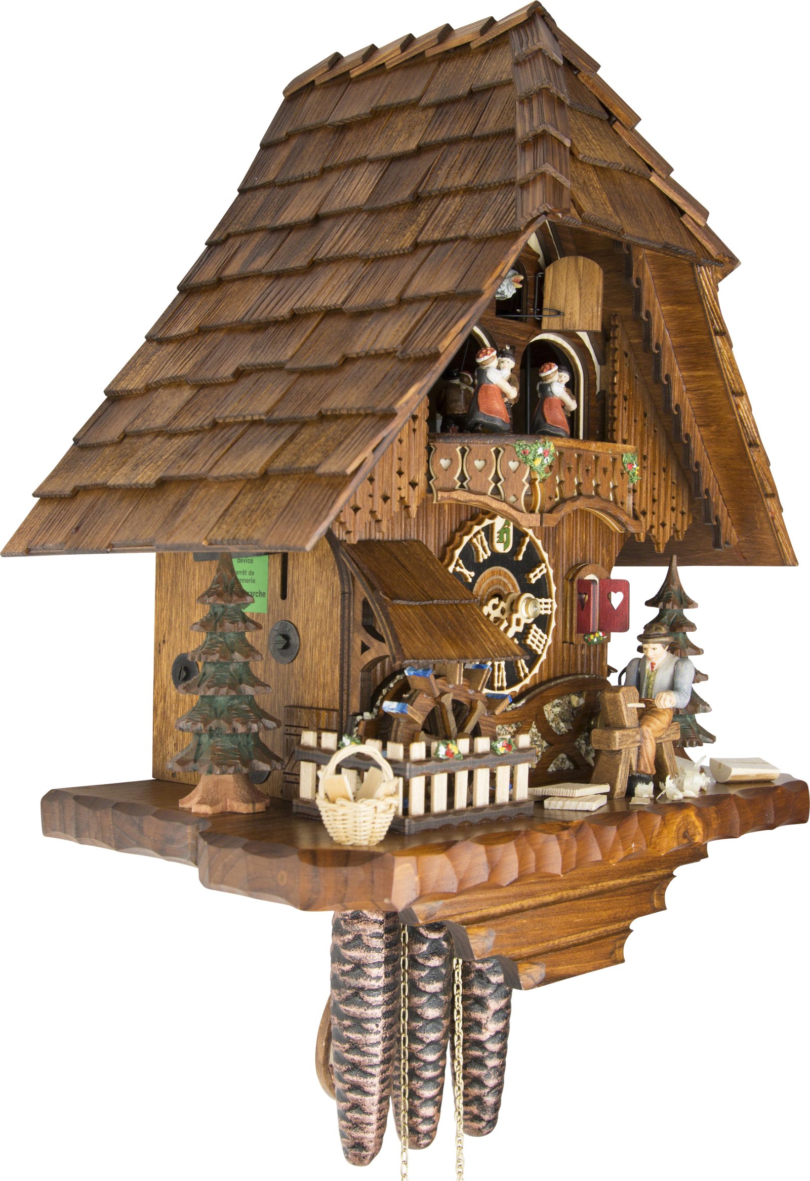 Cuckoo Clock 1-day-movement Chalet-Style 36cm by Hönes