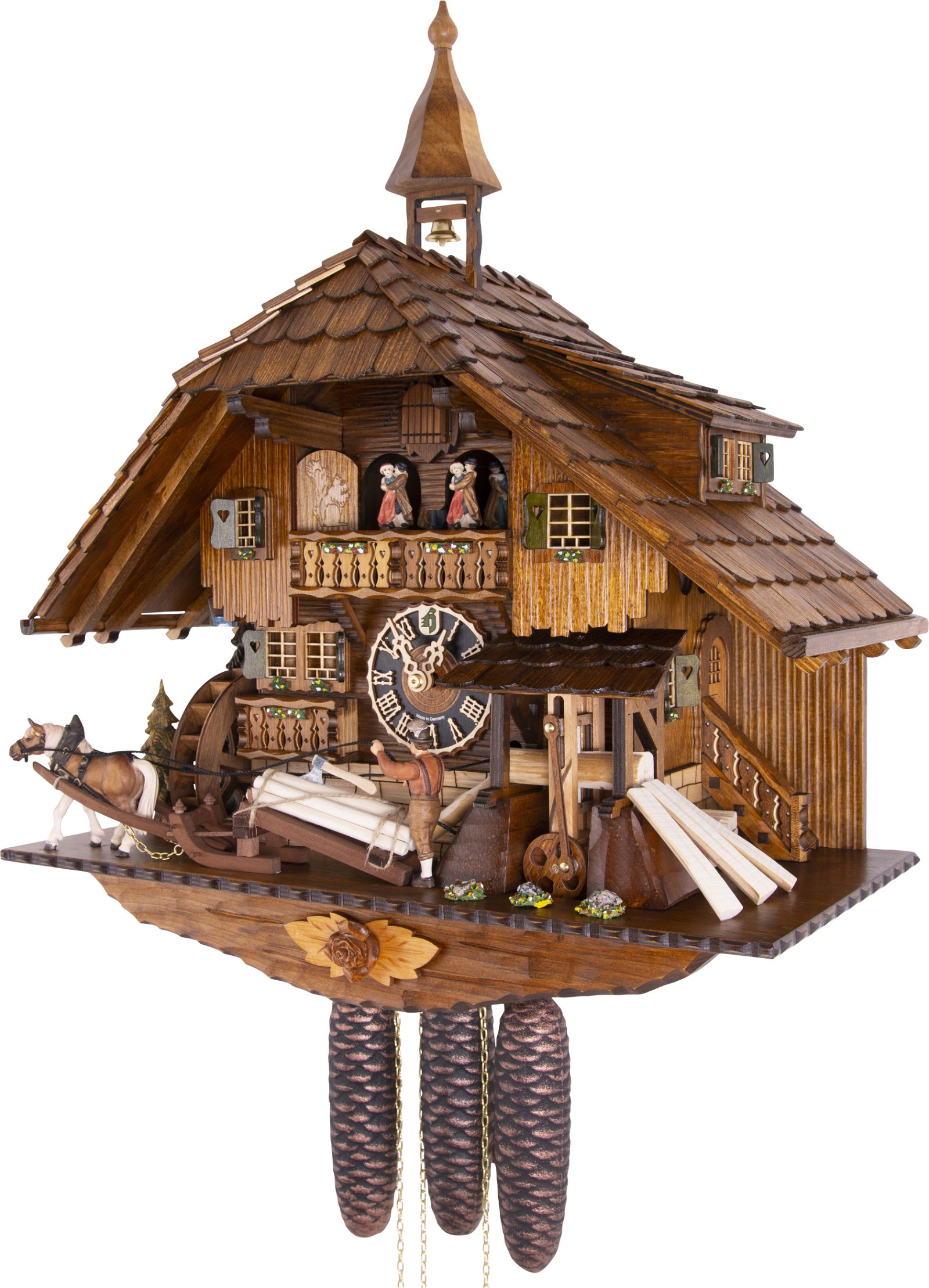 Cuckoo Clock 8-day-movement Chalet-Style 60cm by Hönes