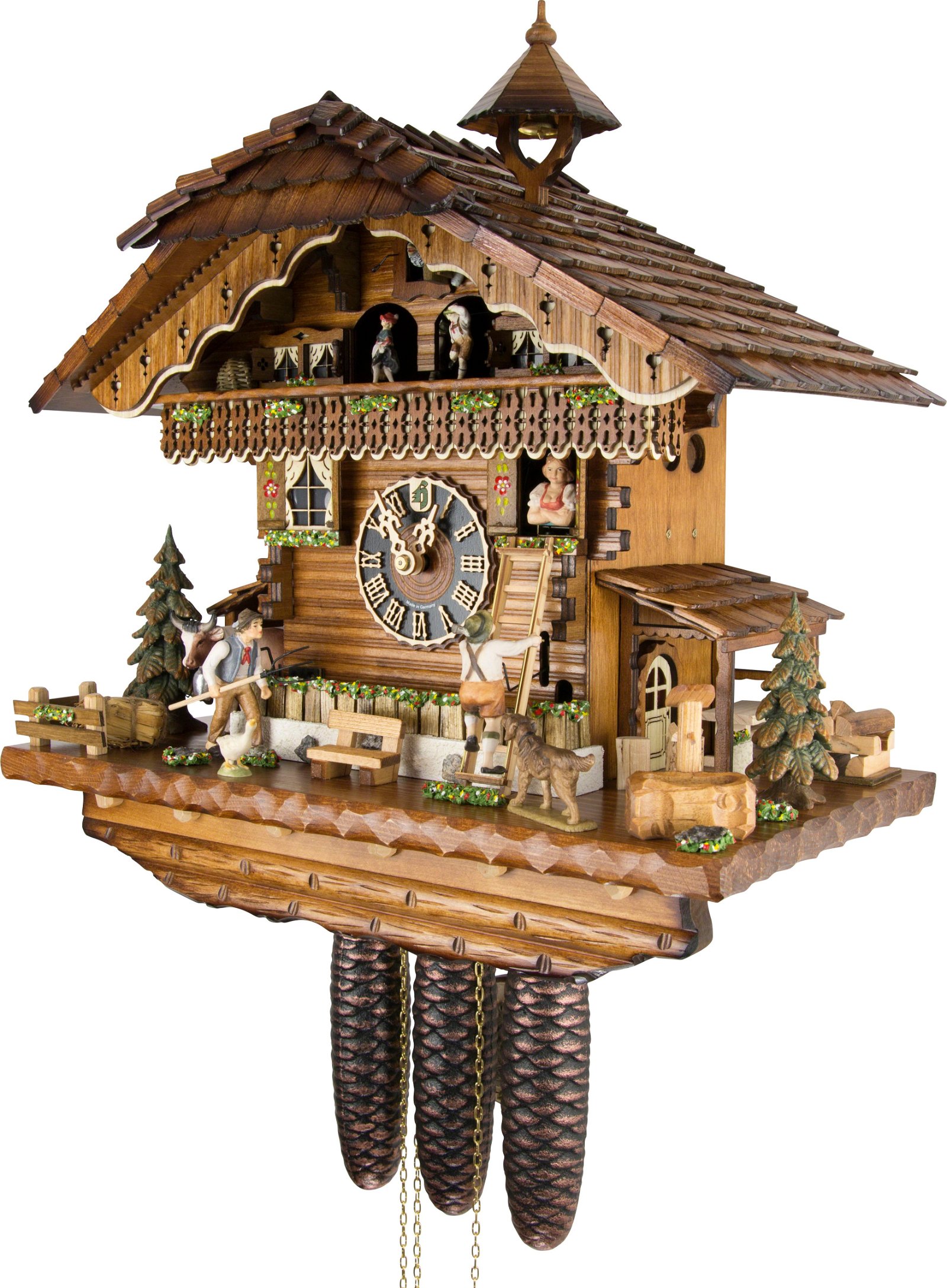 Cuckoo Clock 8-day-movement Chalet-Style 44cm by Hönes