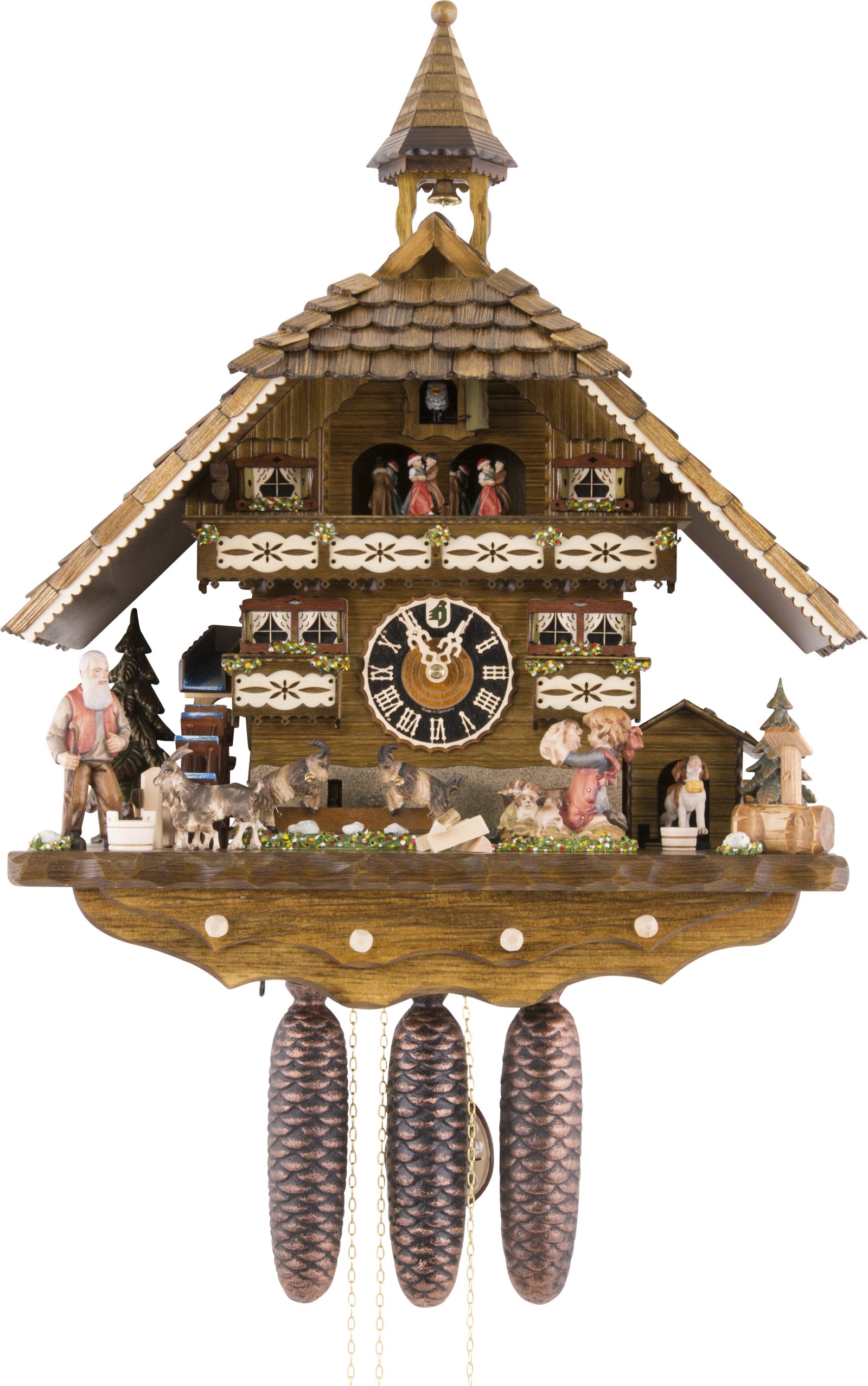 Cuckoo Clock 8-day-movement Chalet-Style 52cm by Hönes
