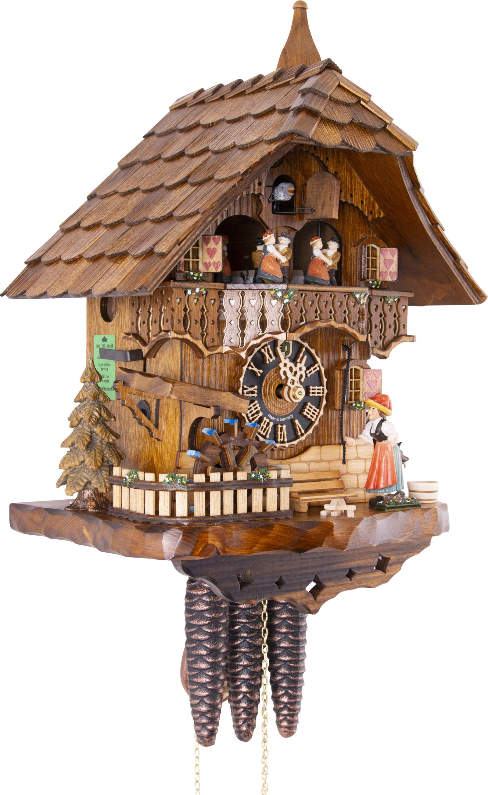 Cuckoo Clock 1-day-movement Chalet-Style 39cm by Hönes