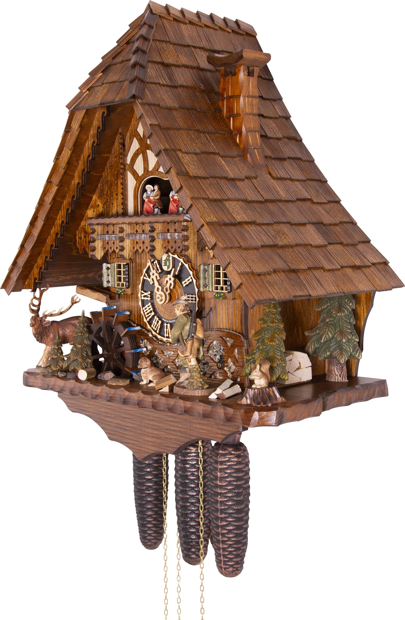 Cuckoo Clock 8-day-movement Chalet-Style 50cm by Hönes