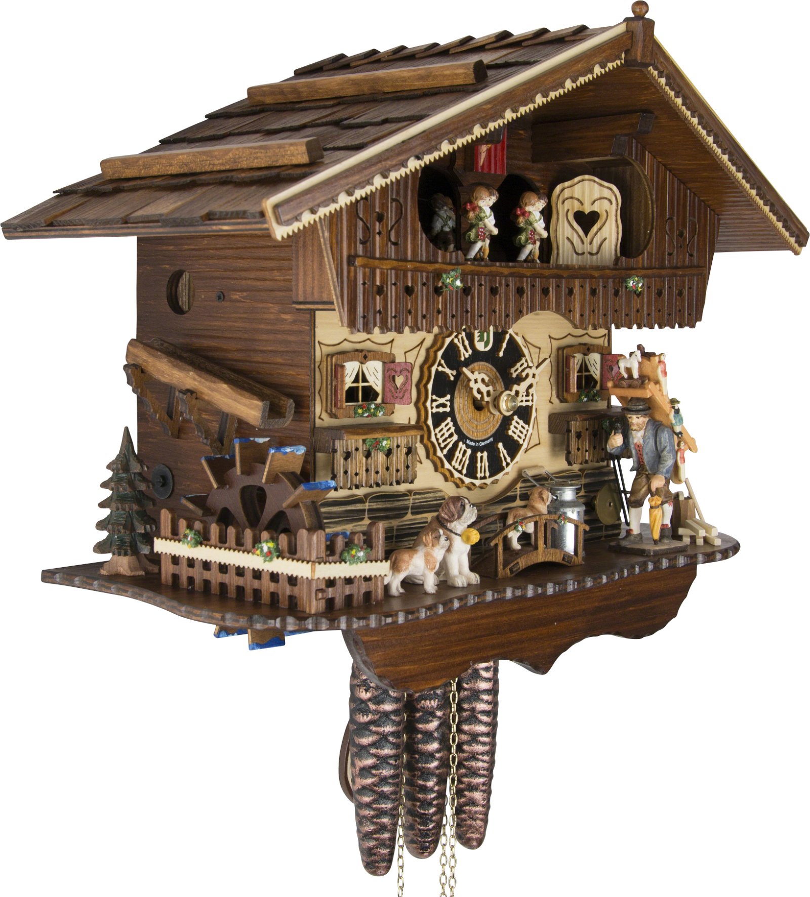 Cuckoo Clock 1-day-movement Chalet-Style 37cm by Hönes