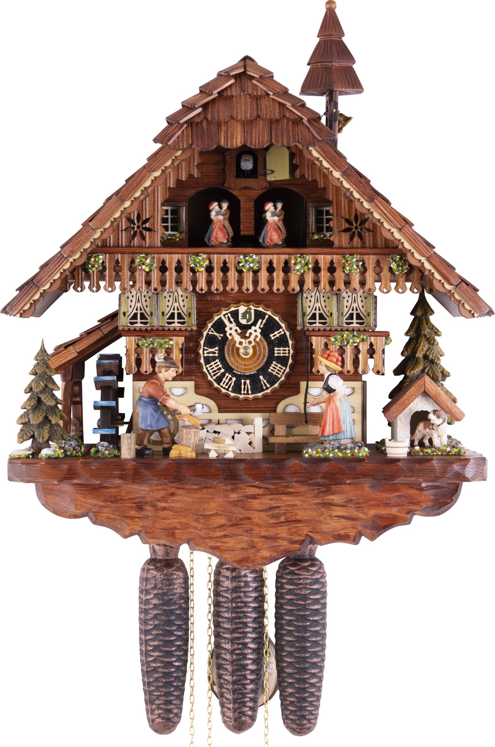 Cuckoo Clock 8-day-movement Chalet-Style 46cm by Hönes