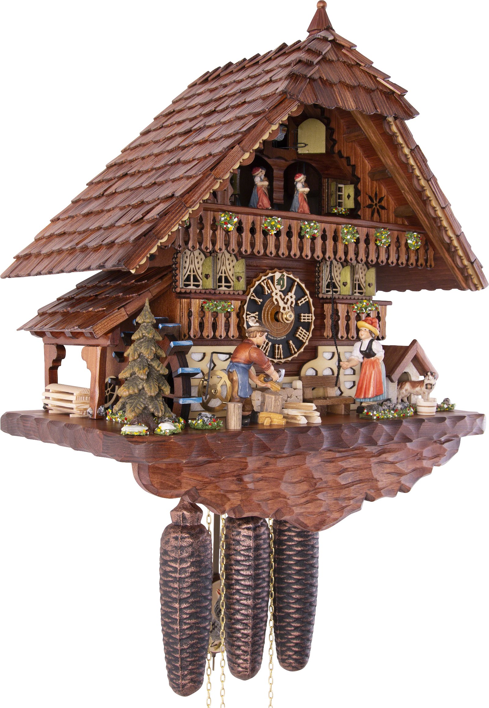 Cuckoo Clock 8-day-movement Chalet-Style 46cm by Hönes