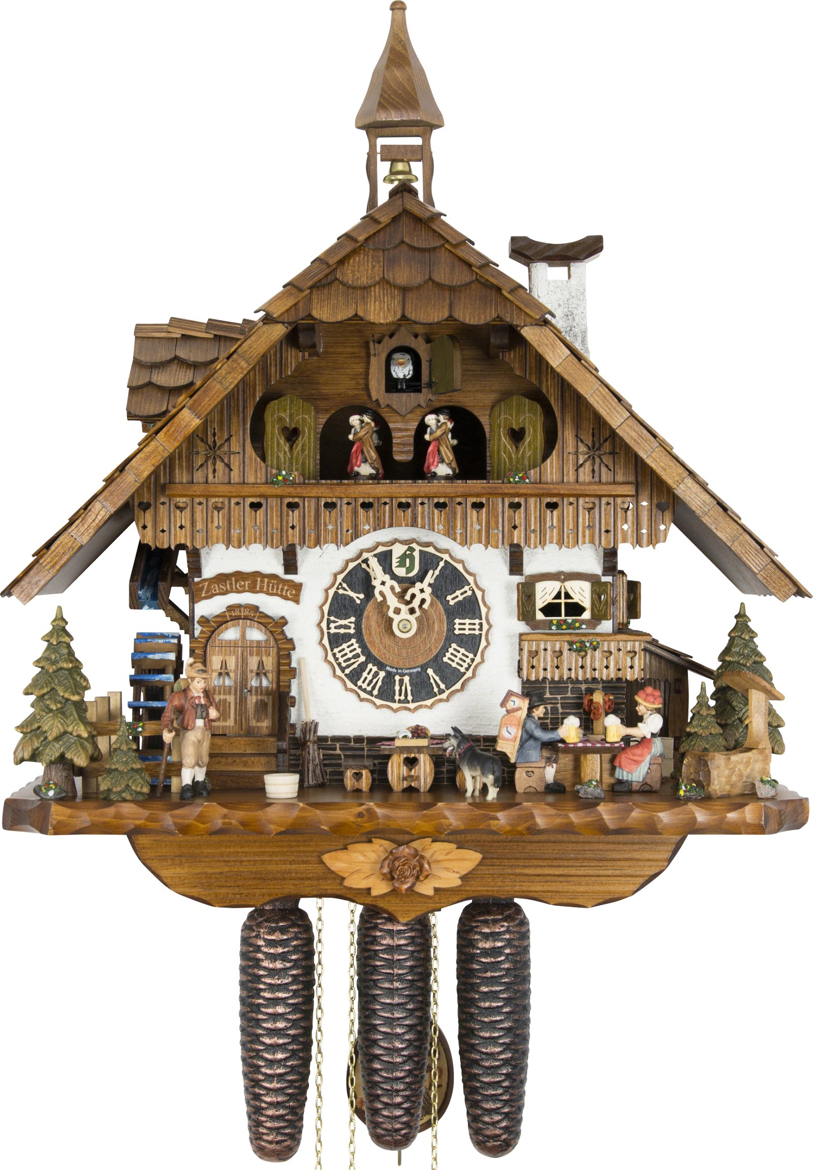 Cuckoo Clock 8-day-movement Chalet-Style 54cm by Hönes