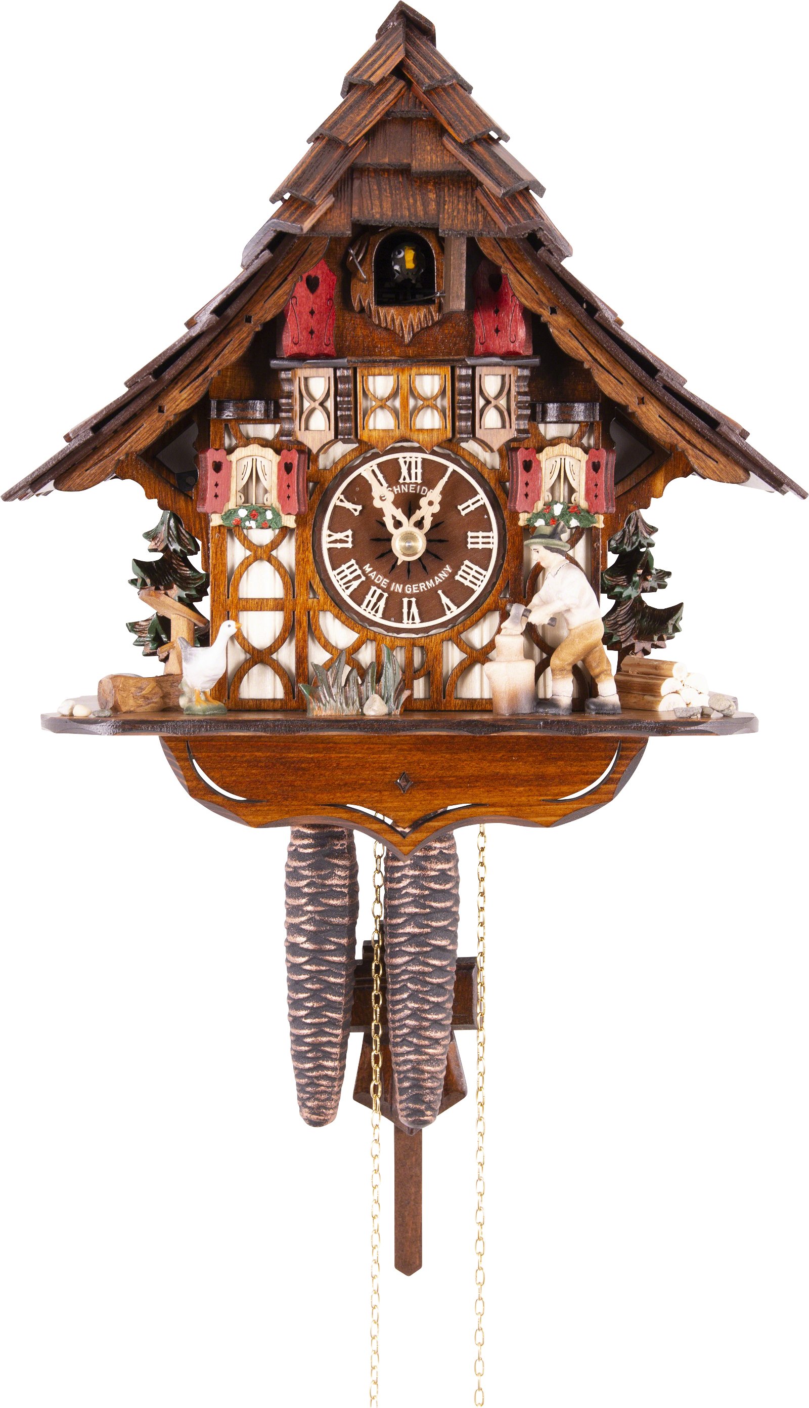 Cuckoo Clock 1-day-movement Chalet-Style 27cm by Anton Schneider