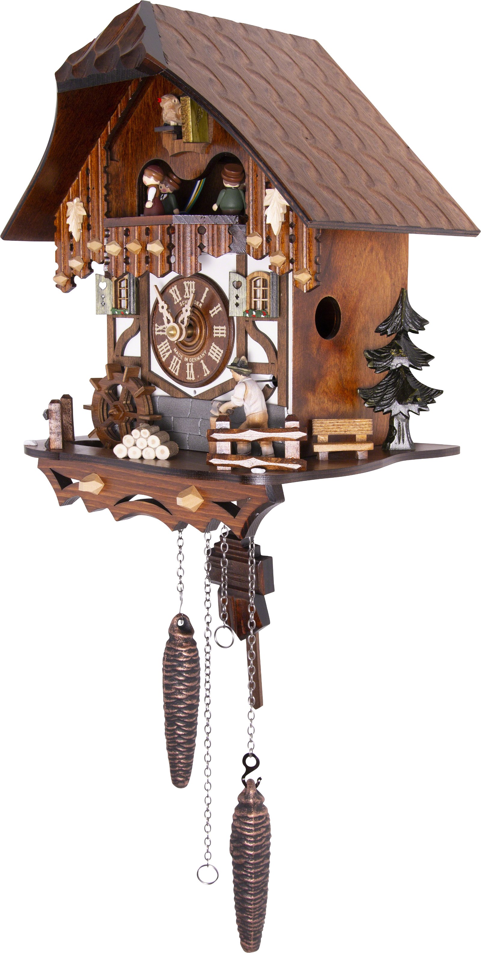 Cuckoo Clock Quartz-movement Chalet-Style 33cm by Anton Schneider