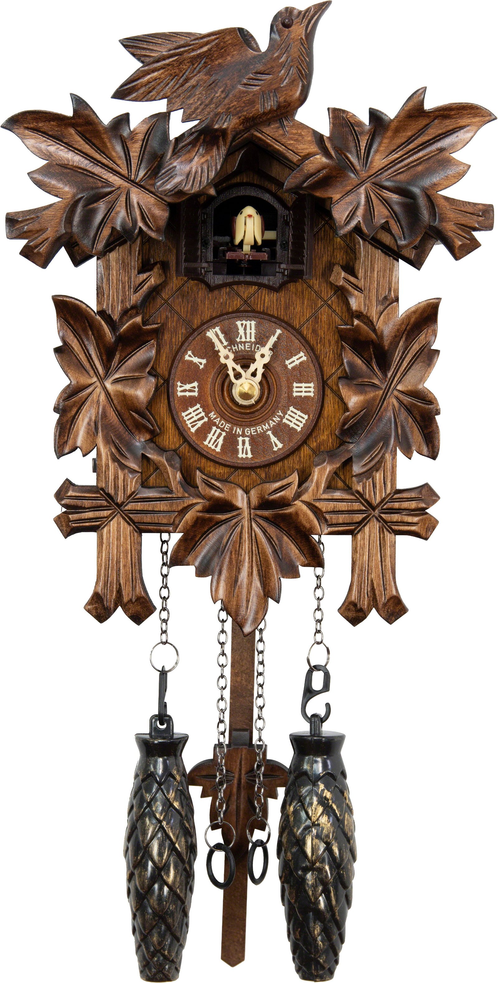 New genuine Black Forest hand carved cuckoo clock pendulum, 2 OA . 