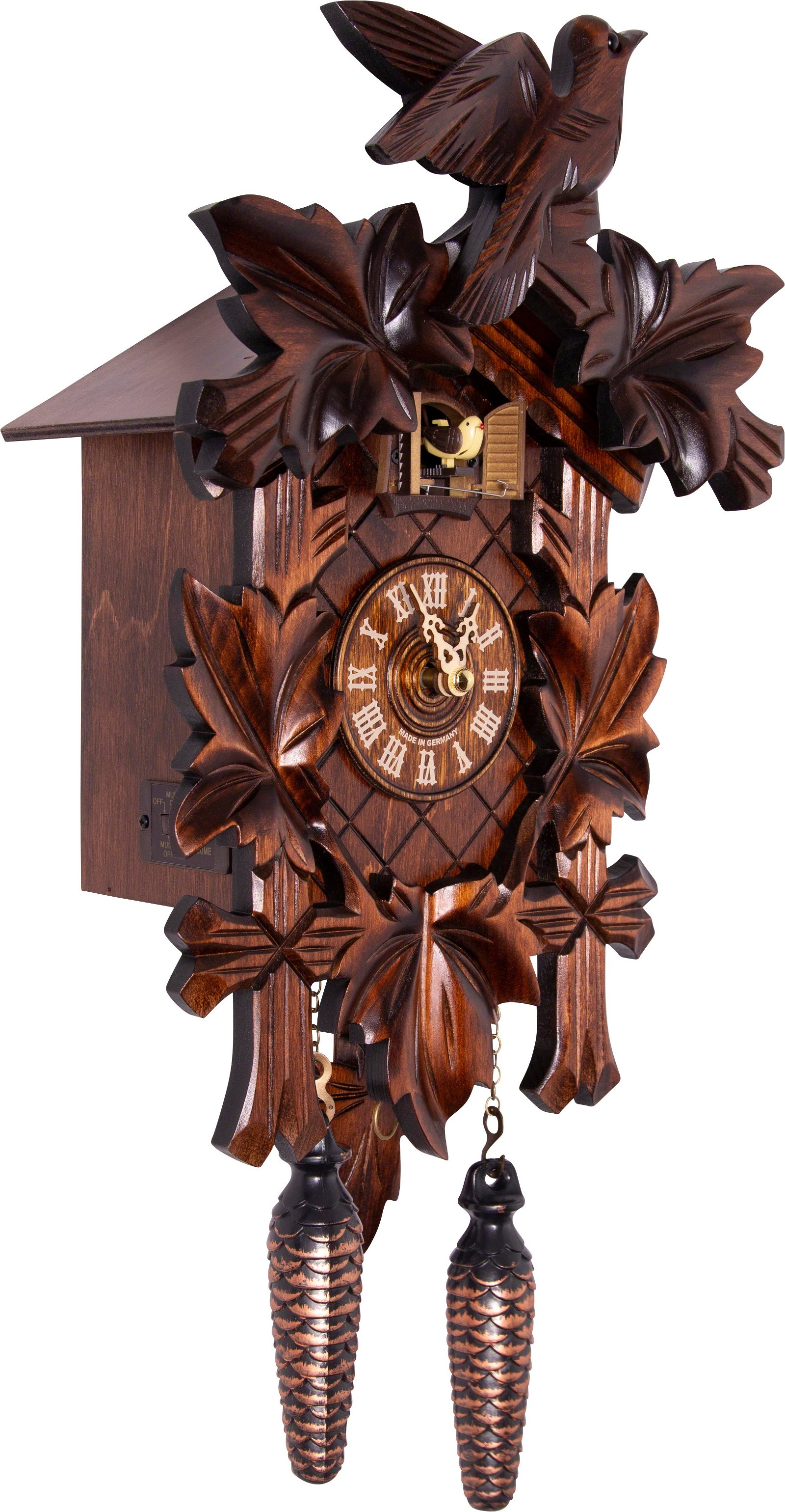 Cuckoo Clock Quartz-movement Carved-Style 35cm by Trenkle Uhren