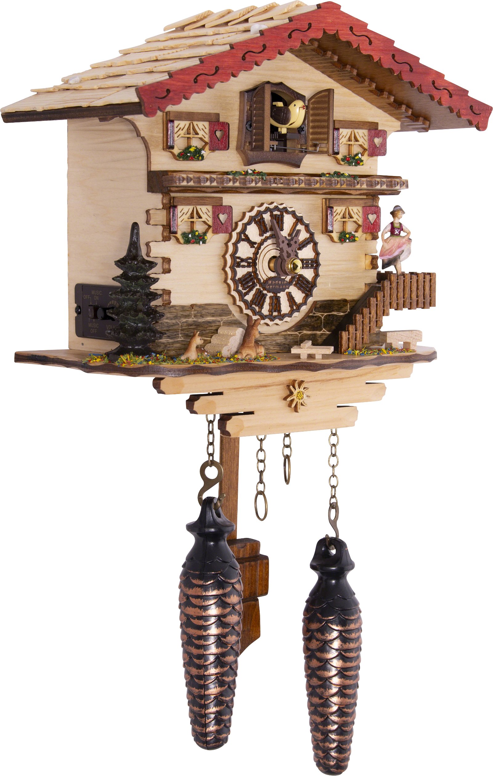 Cuckoo Clock Quartz-movement Chalet-Style 20cm by Trenkle Uhren