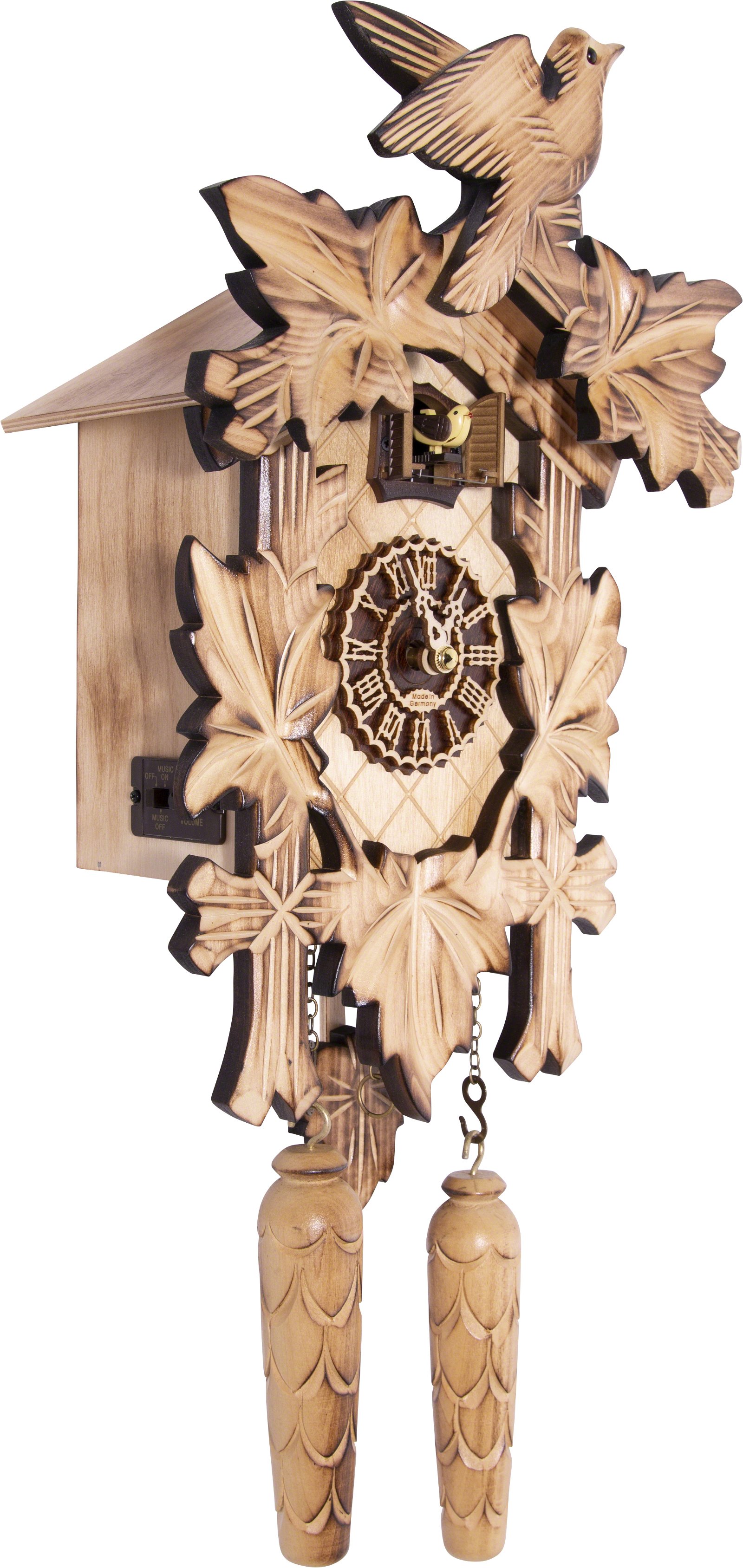 Cuckoo Clock Quartz-movement Carved-Style 36cm by Trenkle Uhren