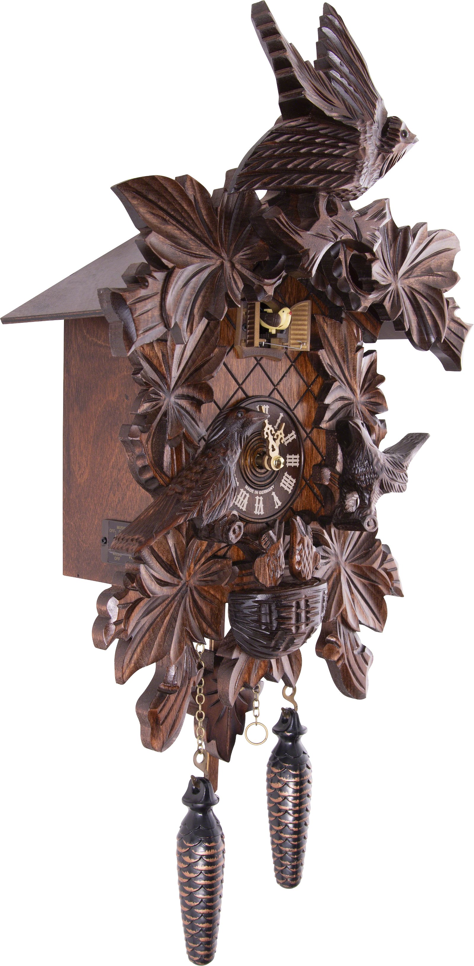 Cuckoo Clock Quartz-movement Carved-Style 46cm by Trenkle Uhren