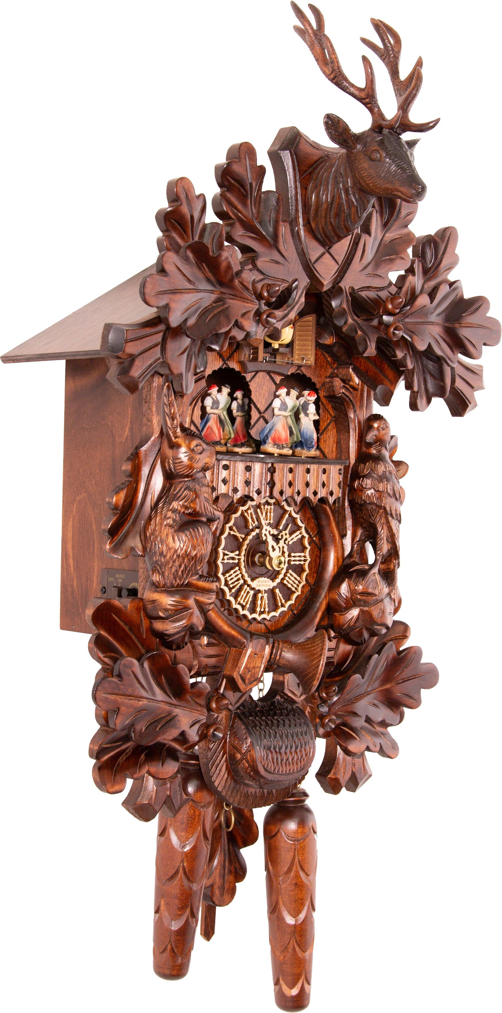 Cuckoo Clock Quartz-movement Carved-Style 42cm by Trenkle Uhren