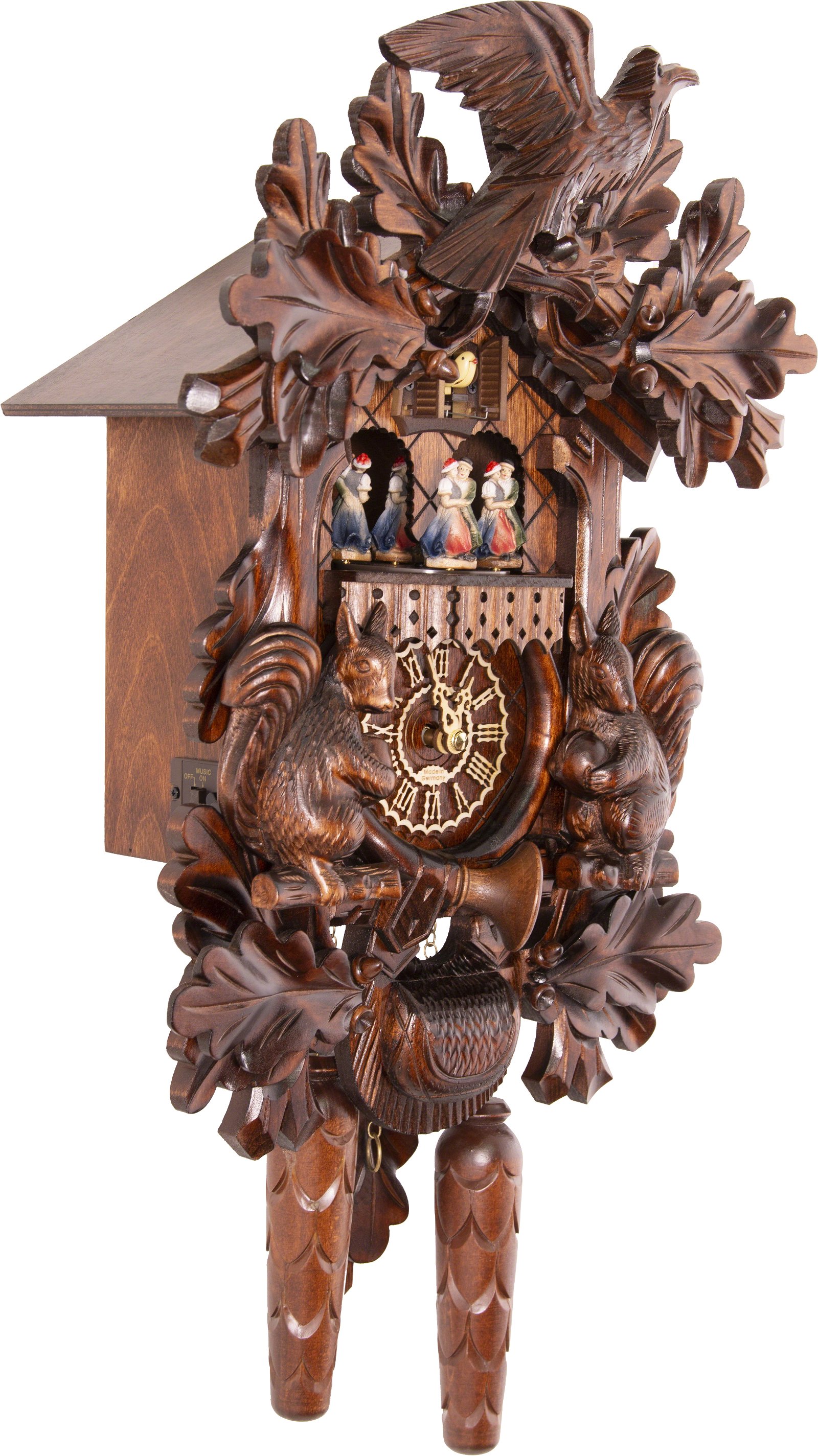 Cuckoo Clock Quartz-movement Carved-Style 44cm by Trenkle Uhren