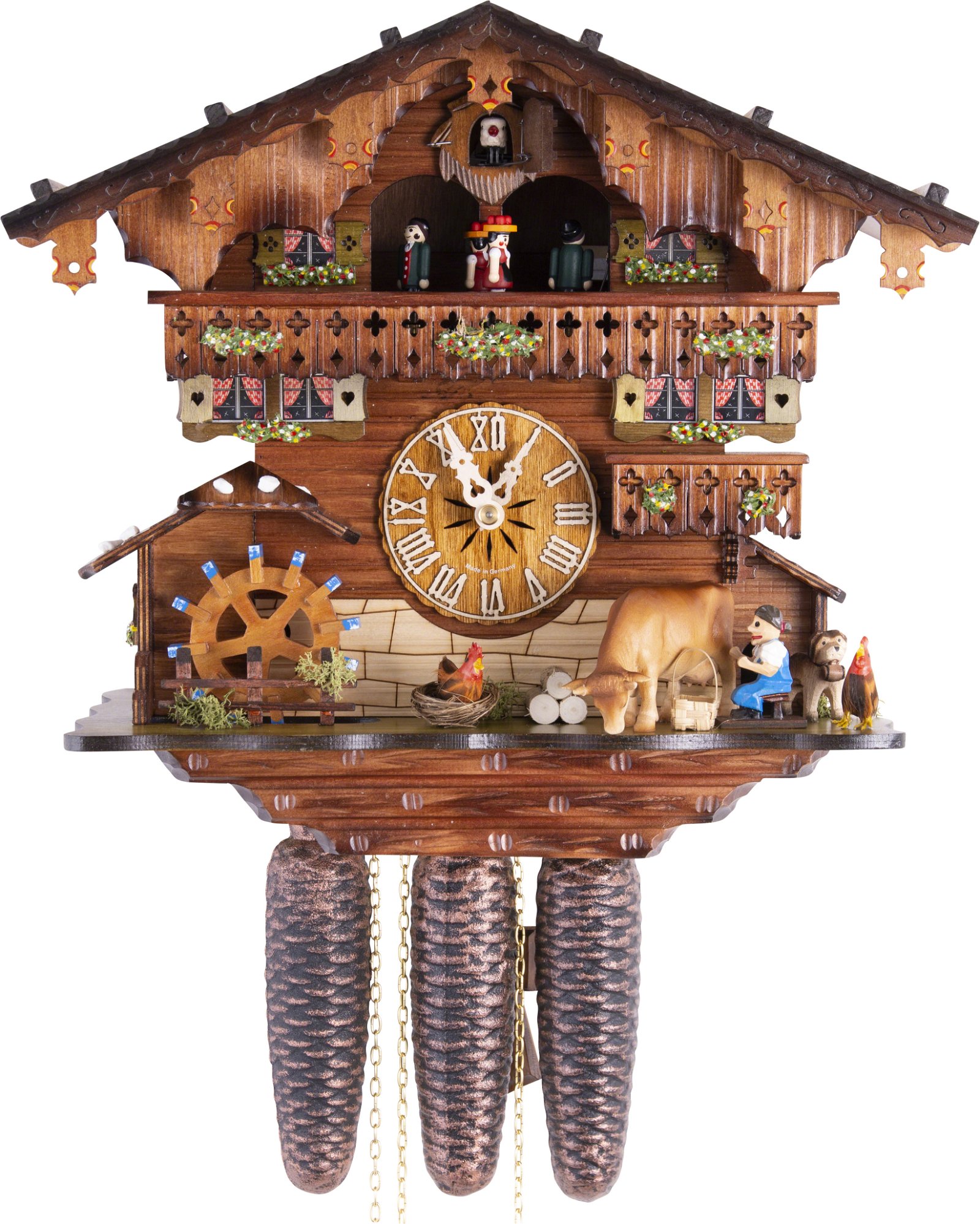 Cuckoo Clock 8-day-movement Chalet-Style 33cm by Hekas