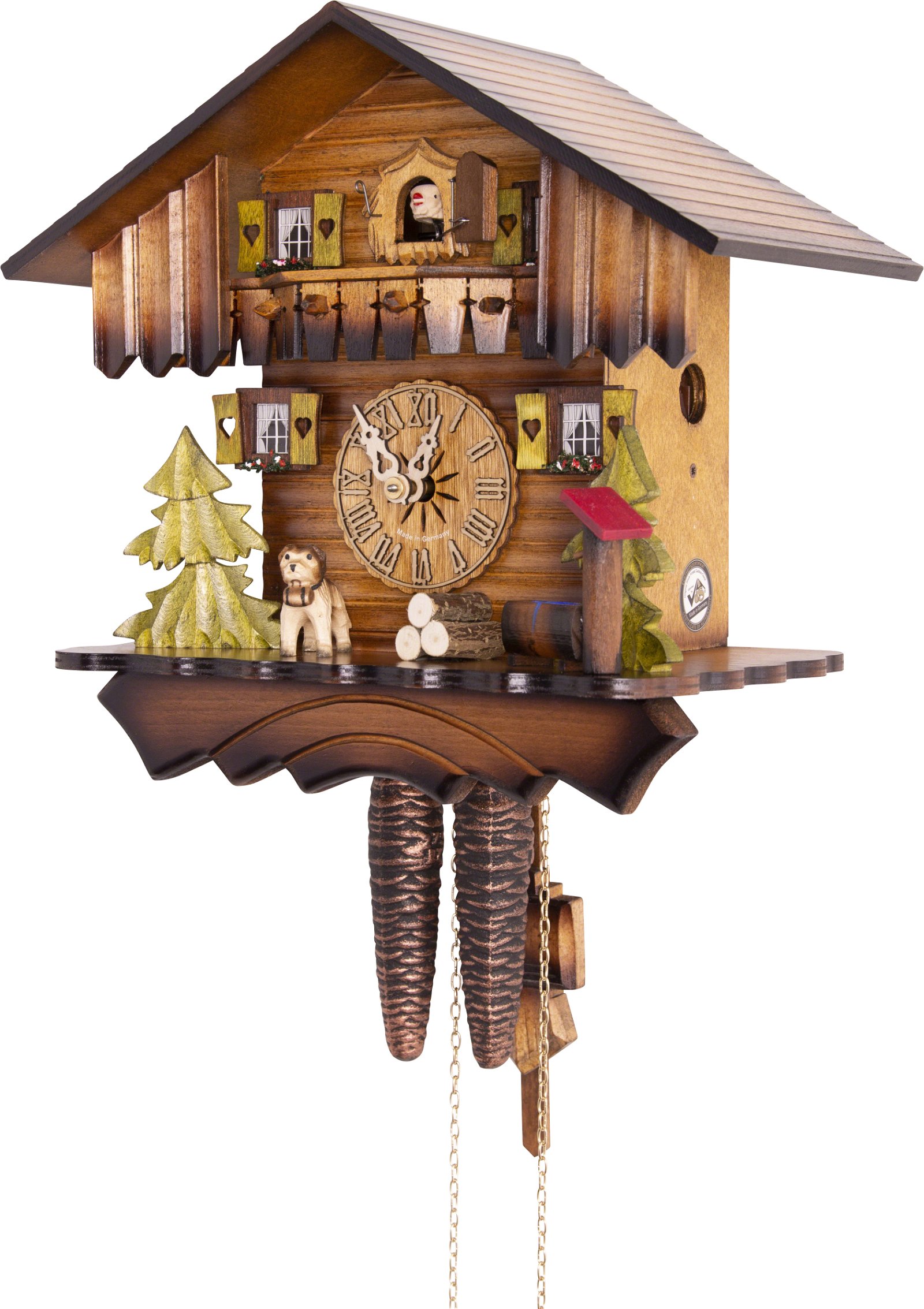 Cuckoo Clock 1-day-movement Chalet-Style 24cm by Hekas
