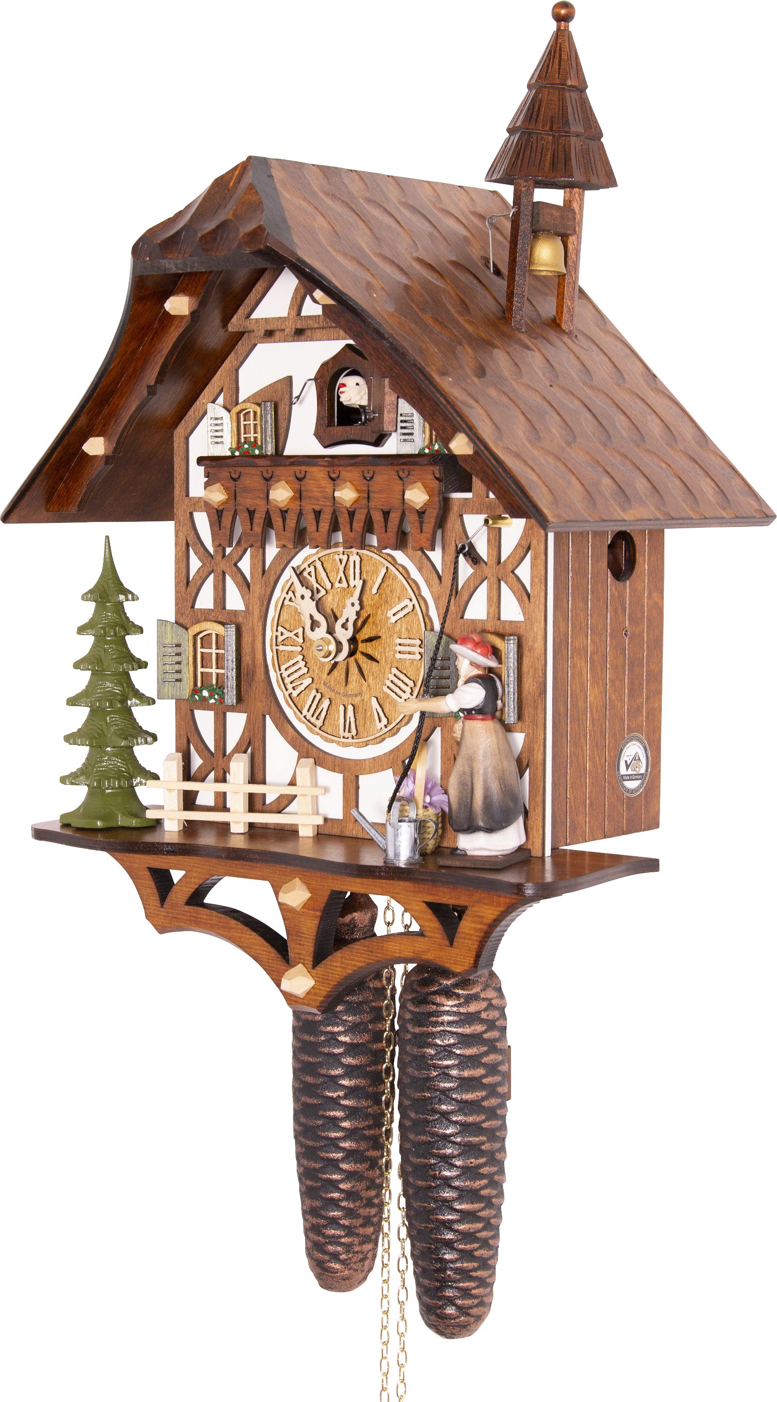 Cuckoo Clock 8-day-movement Chalet-Style 39cm by Hekas