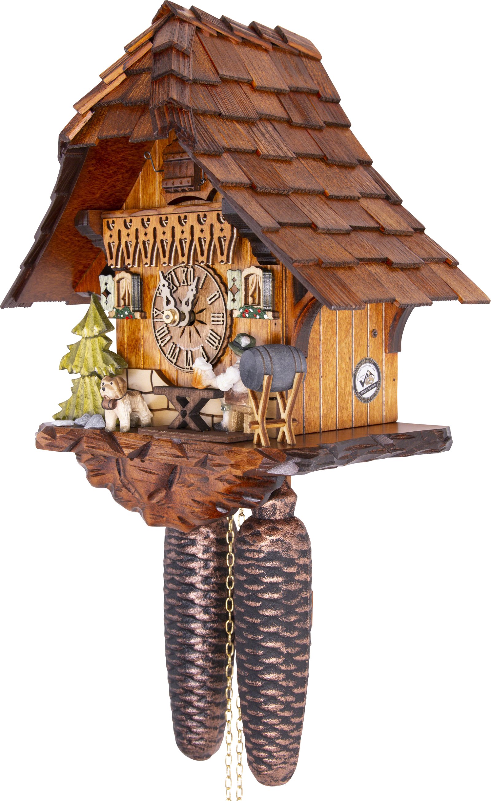 Cuckoo Clock 8-day-movement Chalet-Style 28cm by Hekas