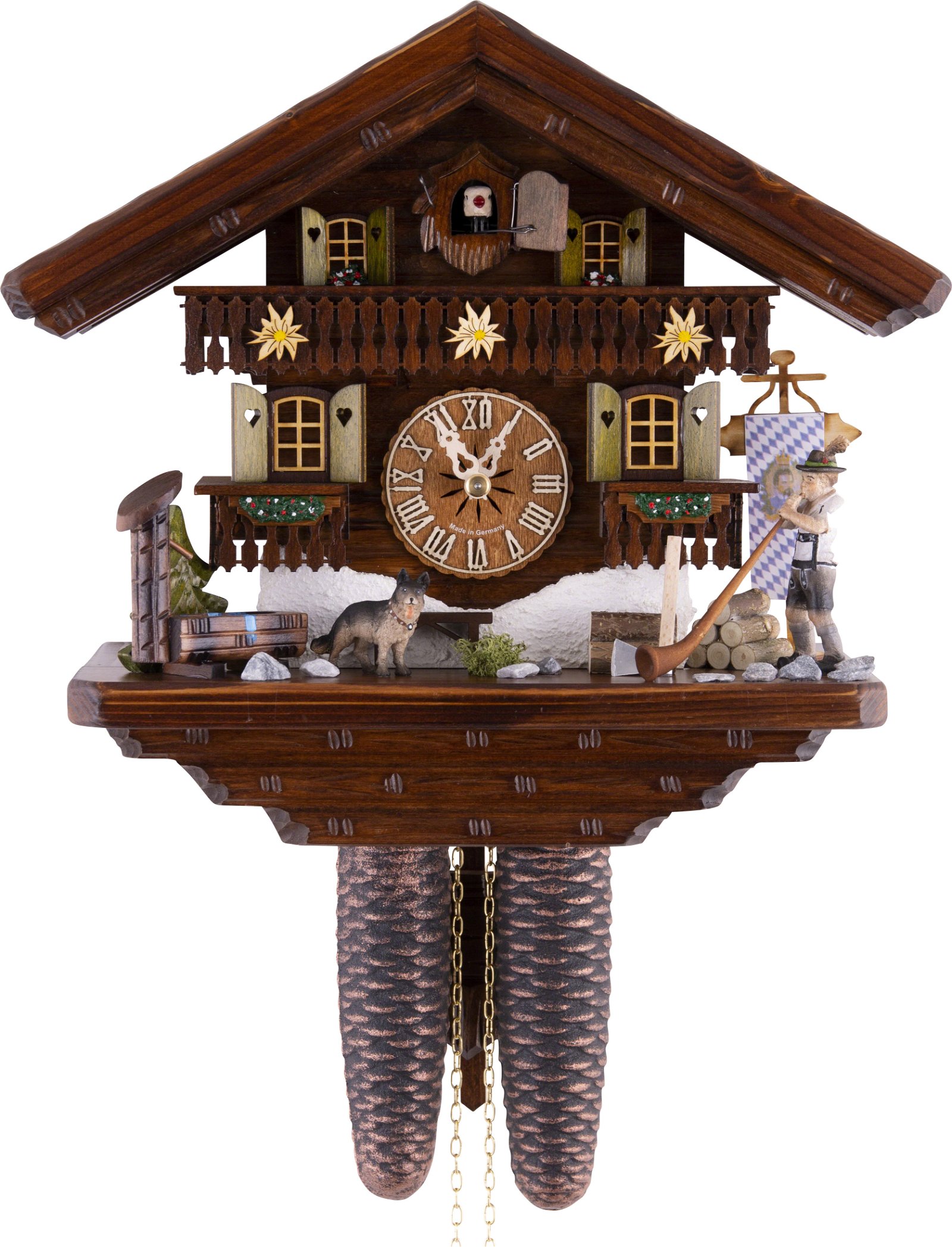 Cuckoo Clock 8-day-movement Chalet-Style 29cm by Hekas