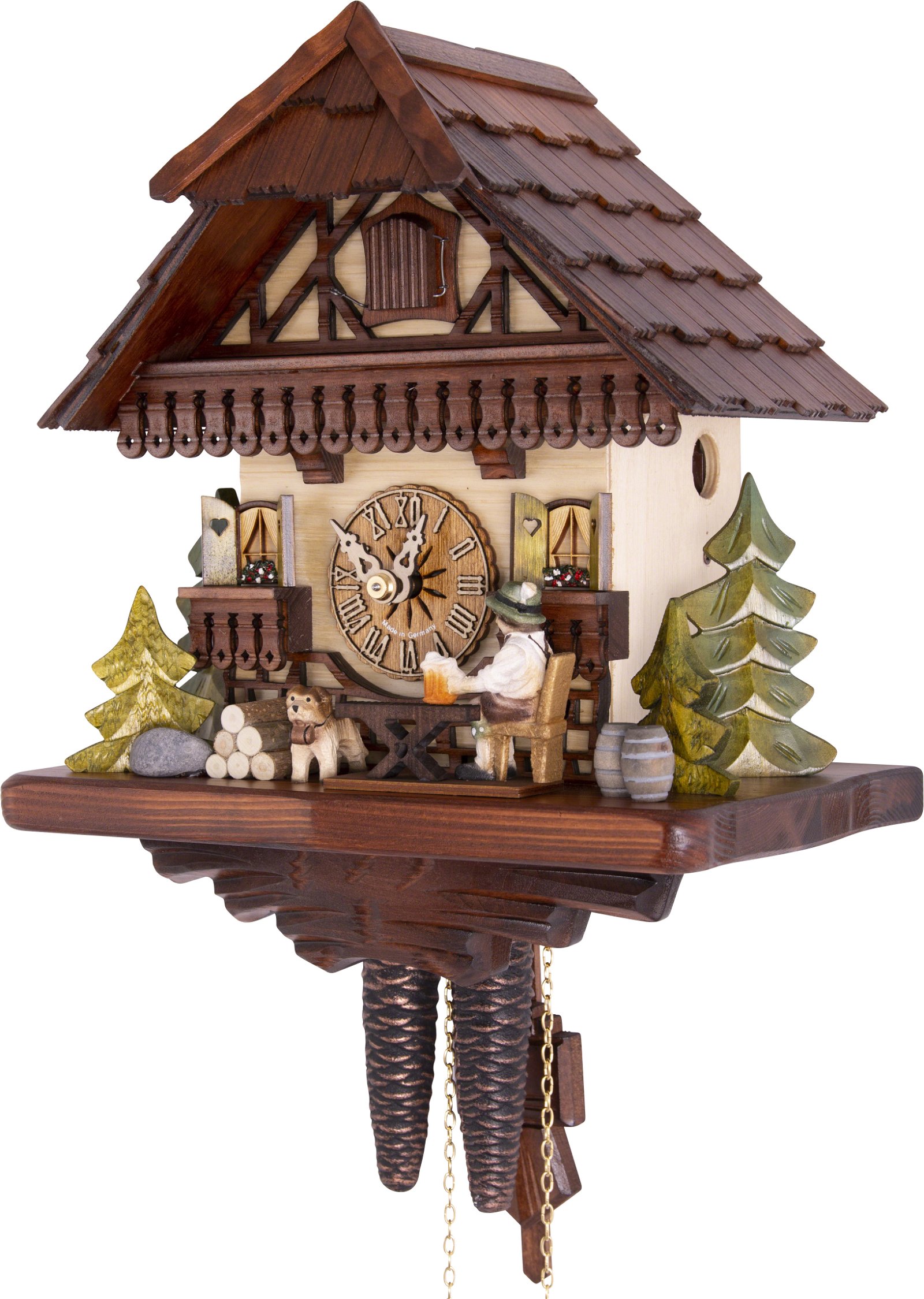 Cuckoo Clock 1-day-movement Chalet-Style 28cm by Hekas