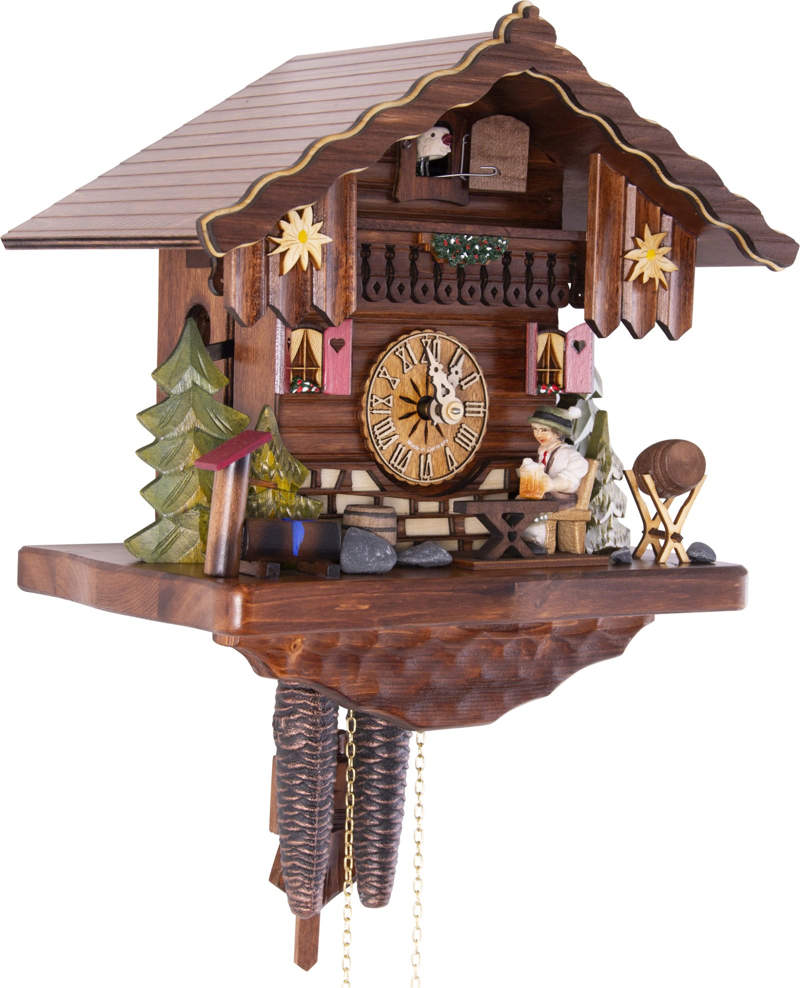 Cuckoo Clock 1-day-movement Chalet-Style 26cm by Hekas