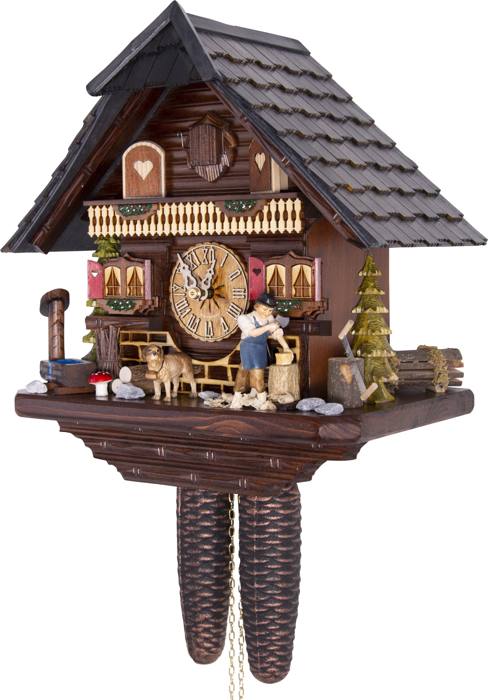Cuckoo Clock 8-day-movement Chalet-Style 33cm by Hekas