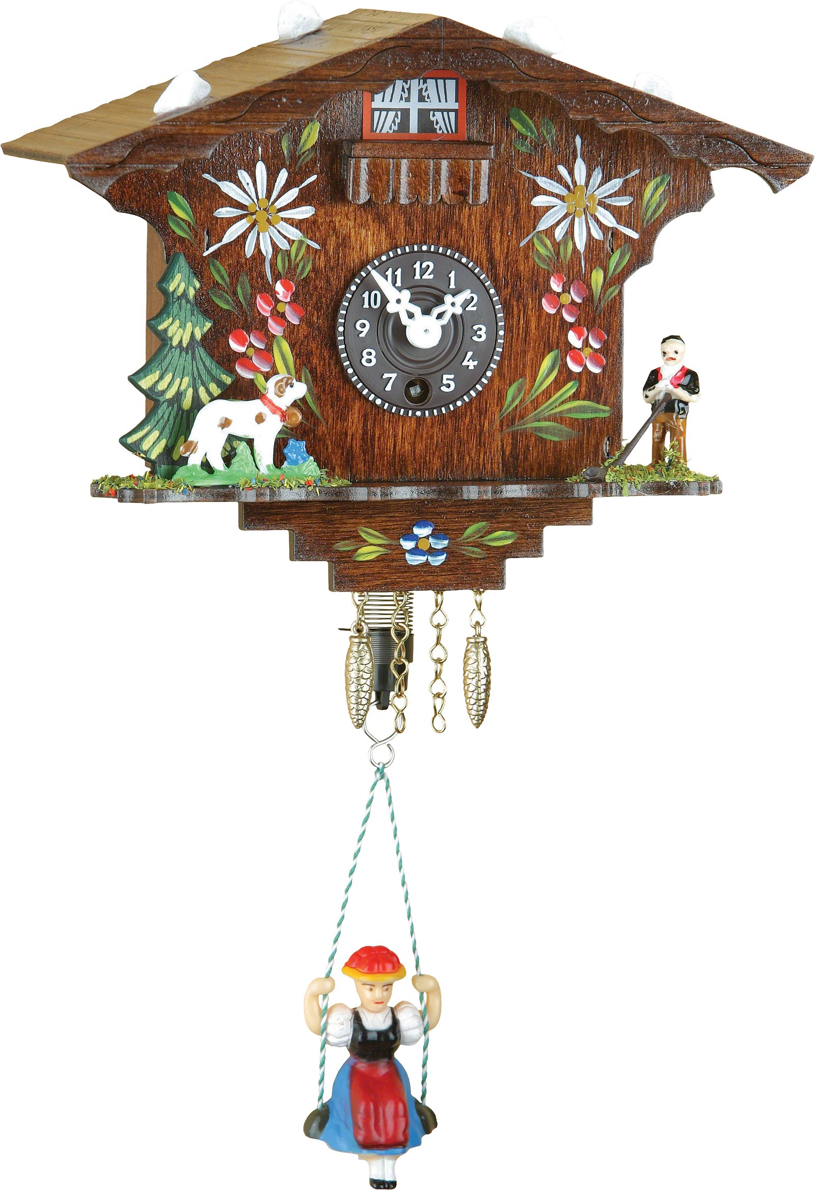 Black Forest Swinging Doll Clock Quartz-movement 14cm by Trenkle Uhren