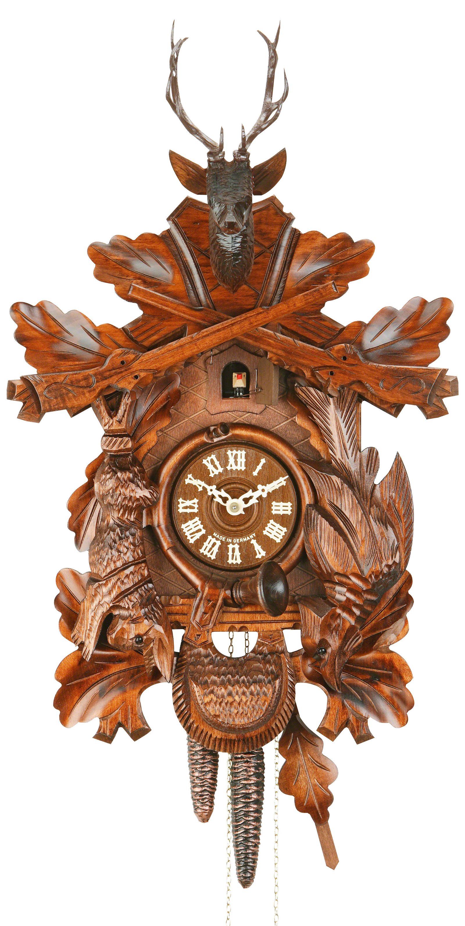 Cuckoo Clock 1-day-movement Carved-Style 46cm by Hekas