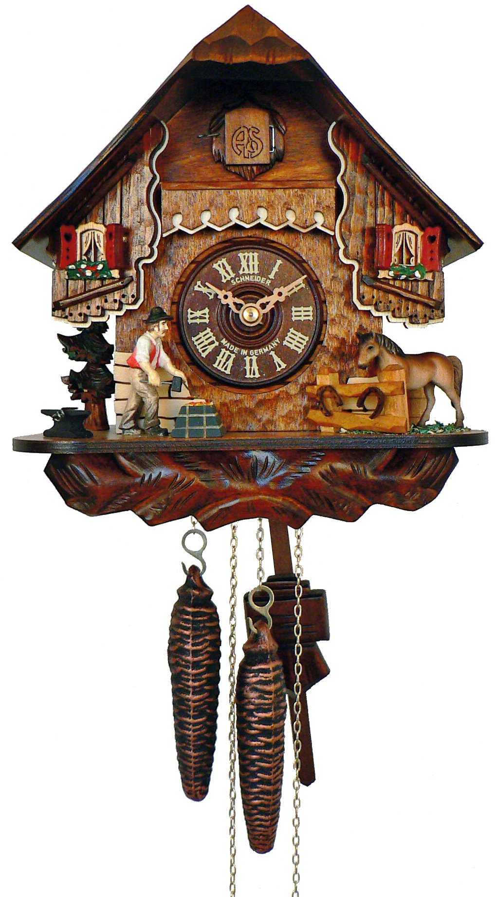 Cuckoo Clock 1-day-movement Chalet-Style 25cm by Anton Schneider
