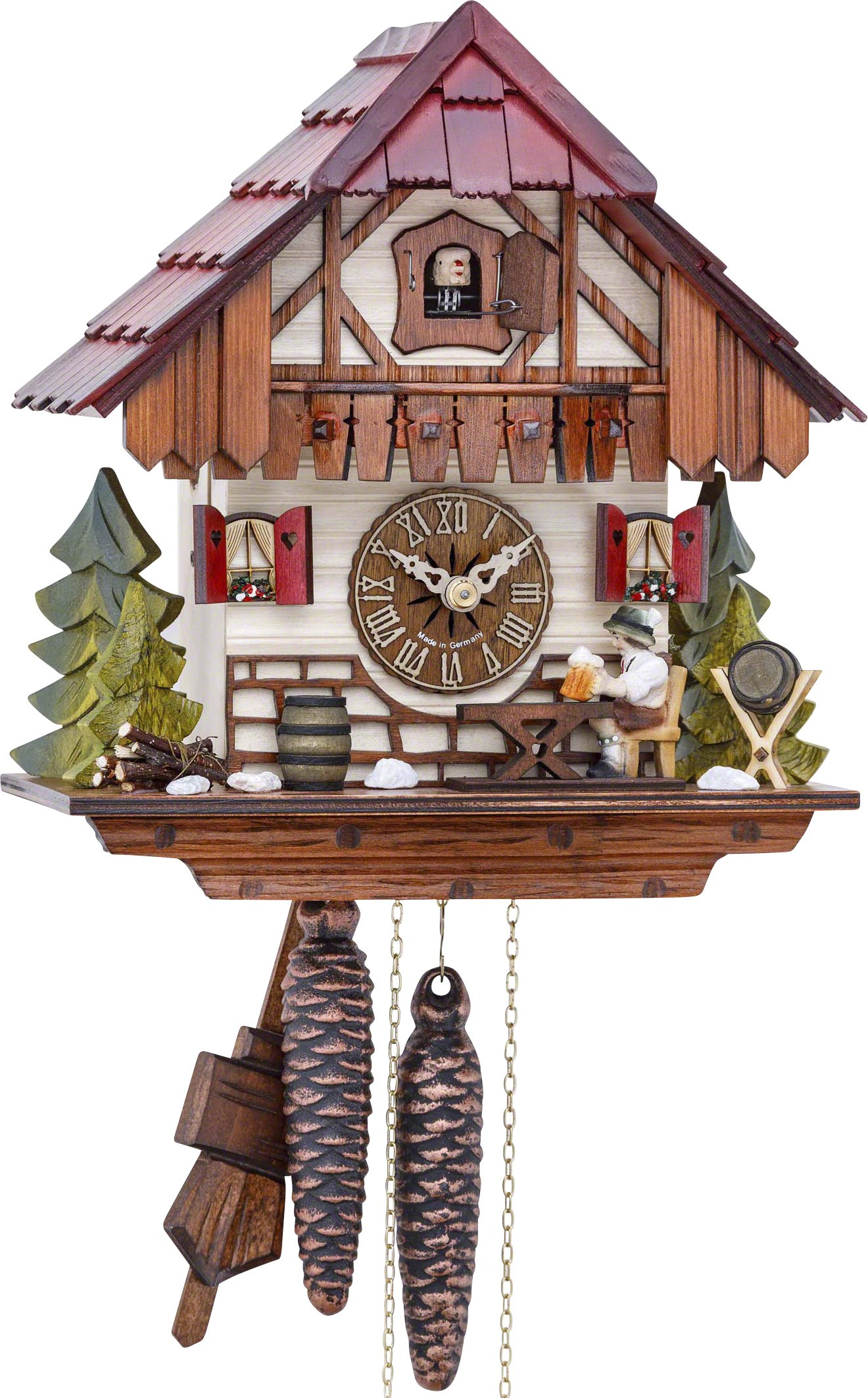 Cuckoo Clock 1-day-movement Chalet-Style 25cm by Hekas