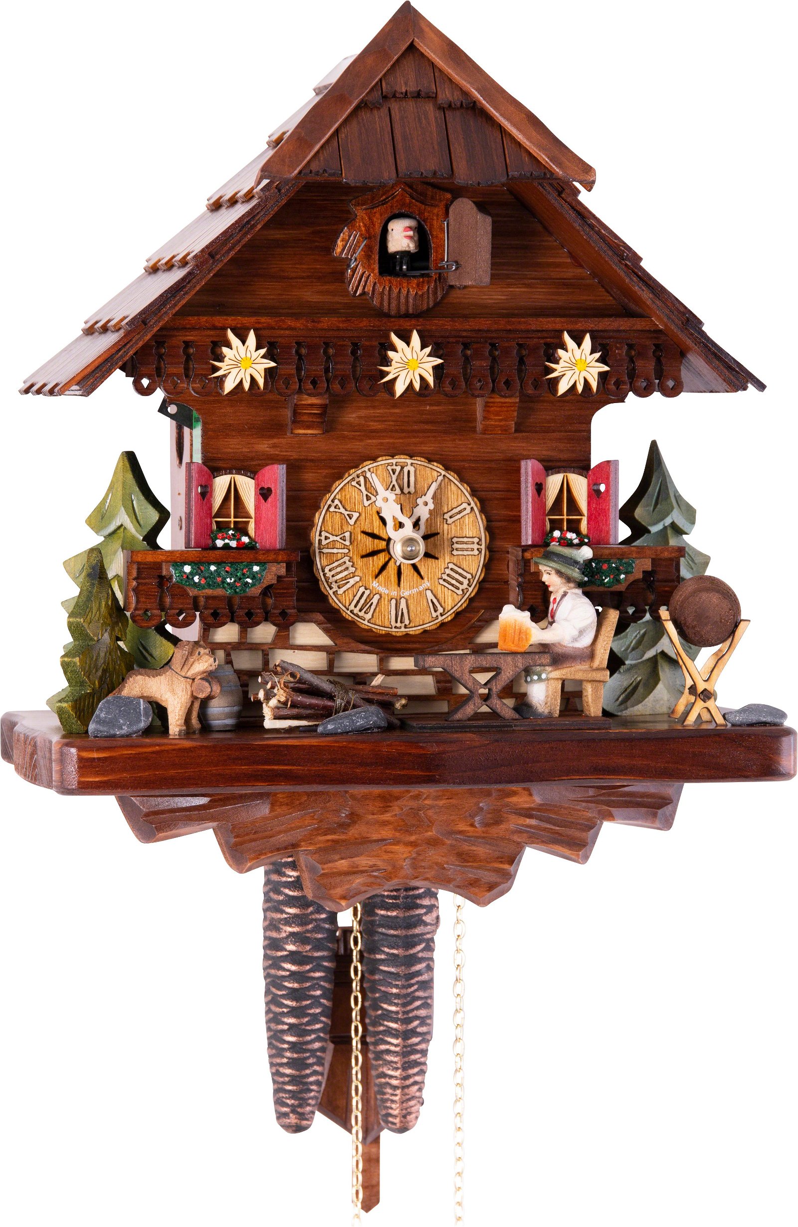 Cuckoo Clock 1-day-movement Chalet-Style 28cm by Hekas