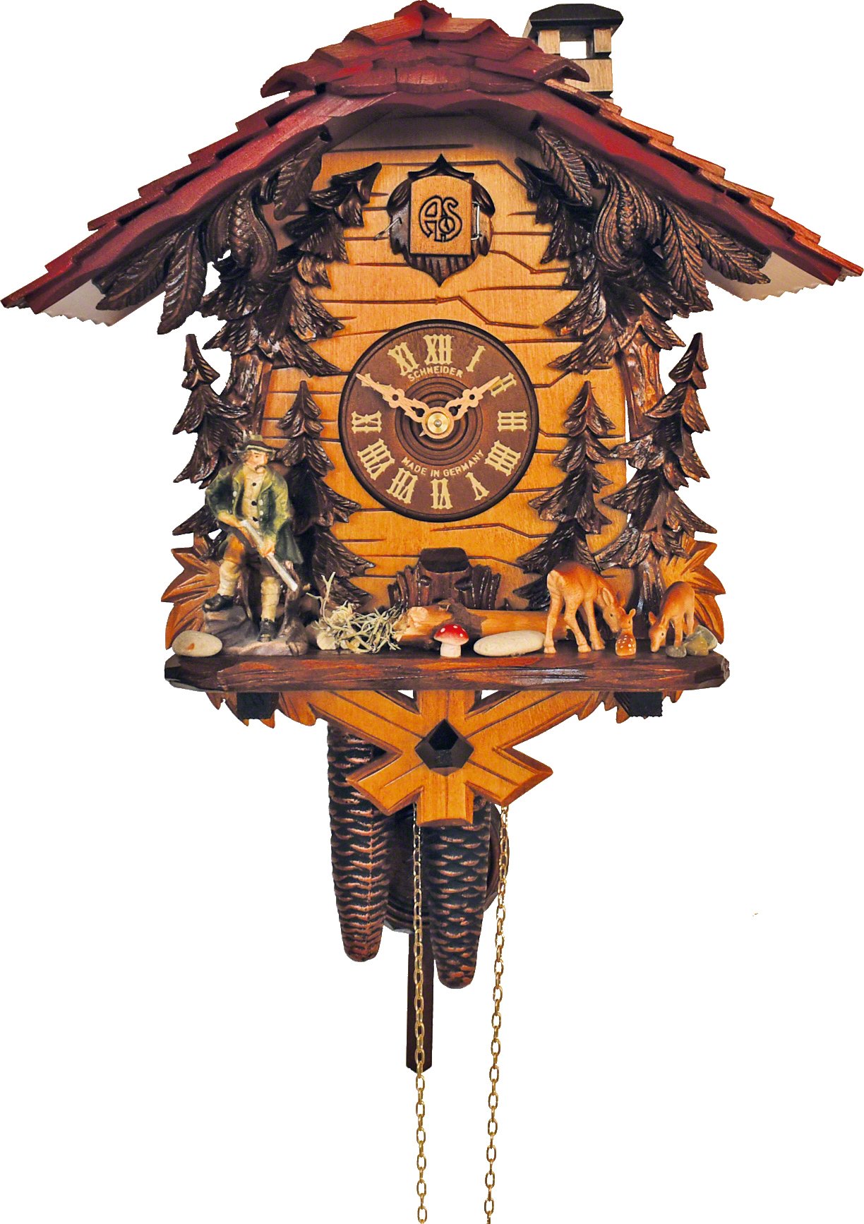 Cuckoo Clock 1-day-movement Chalet-Style 29cm by Anton Schneider