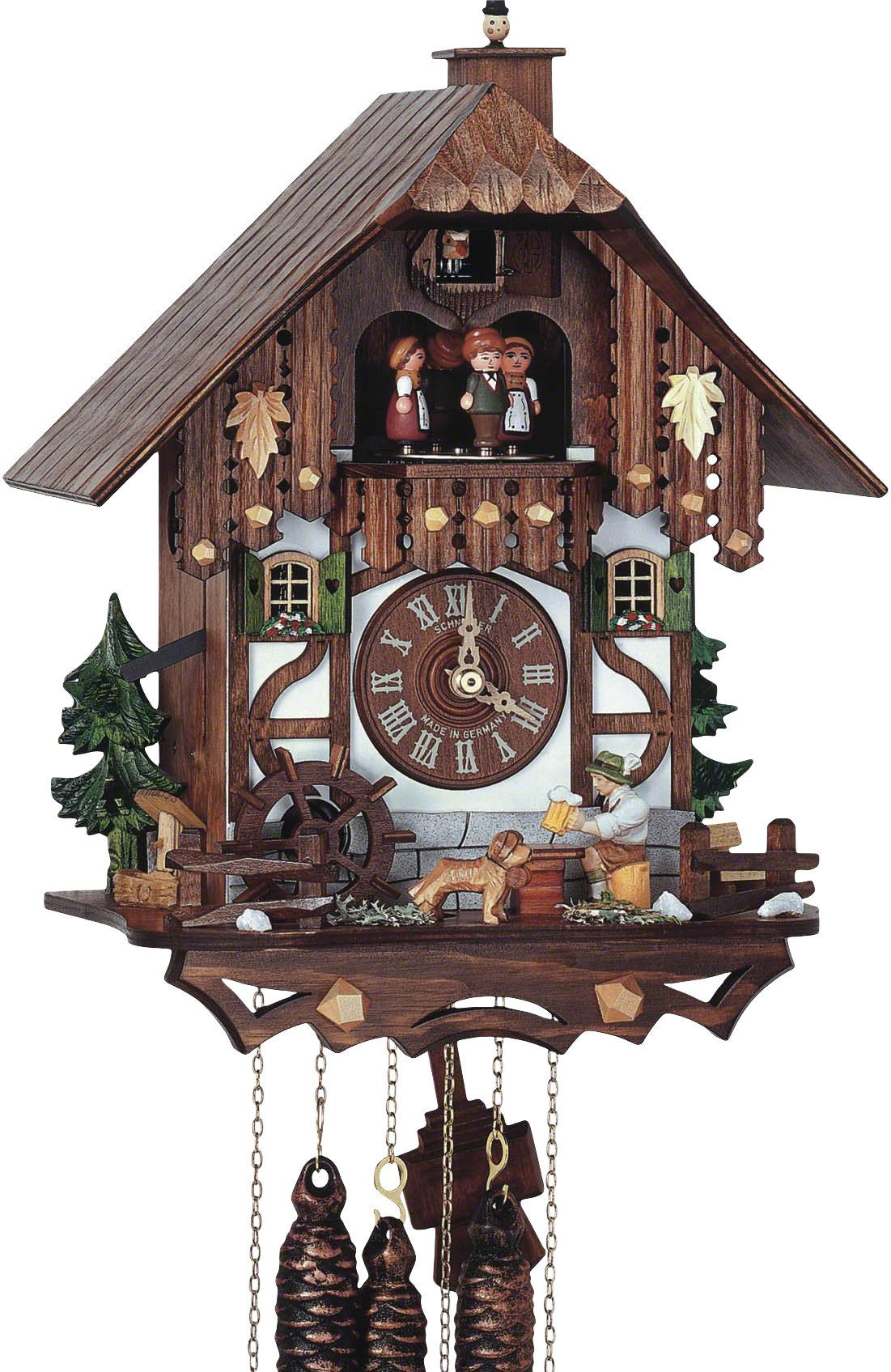 Cuckoo Clock 1-day-movement Chalet-Style 33cm by Anton Schneider