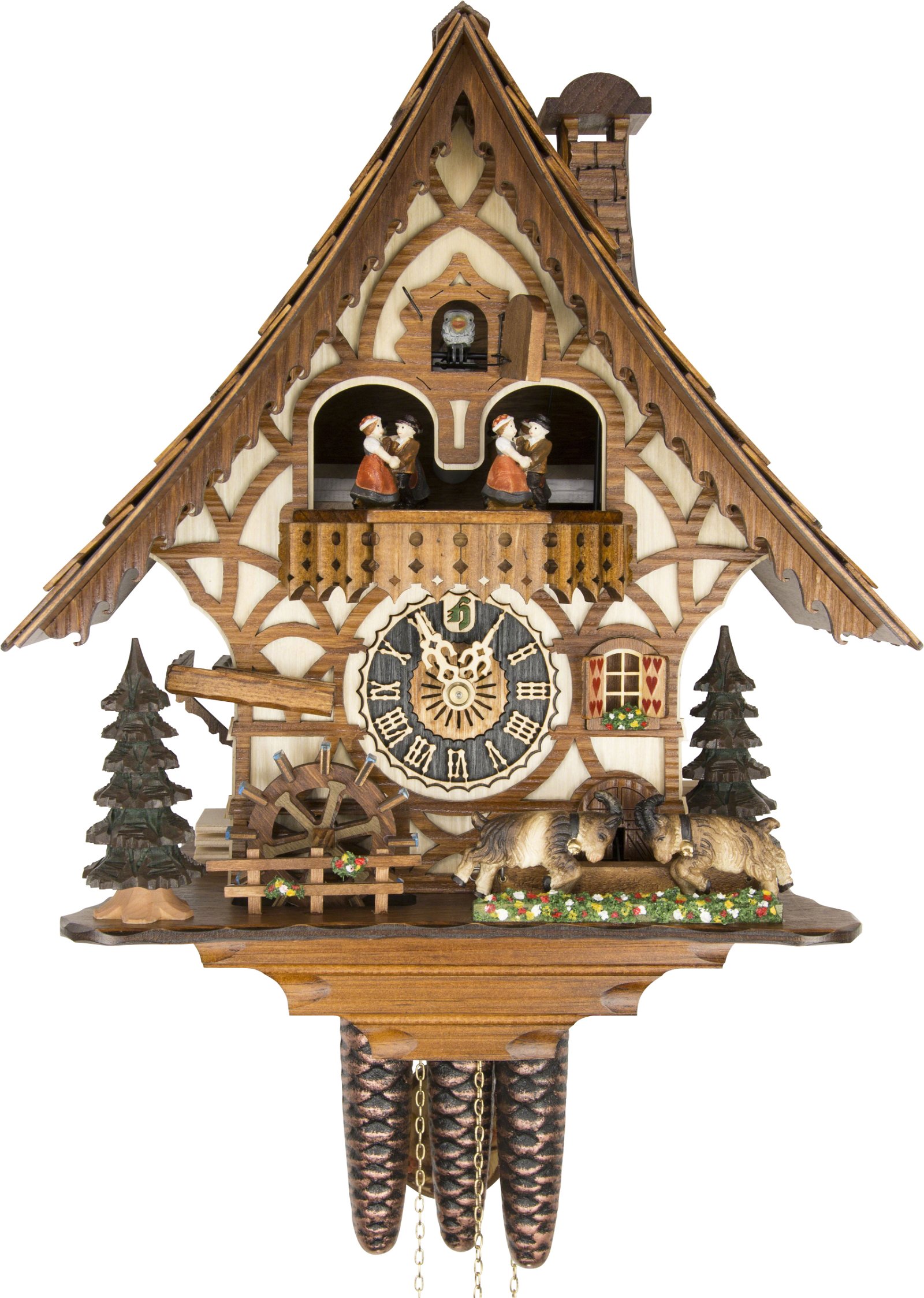 Cuckoo Clock 1-day-movement Chalet-Style 34cm by Hönes