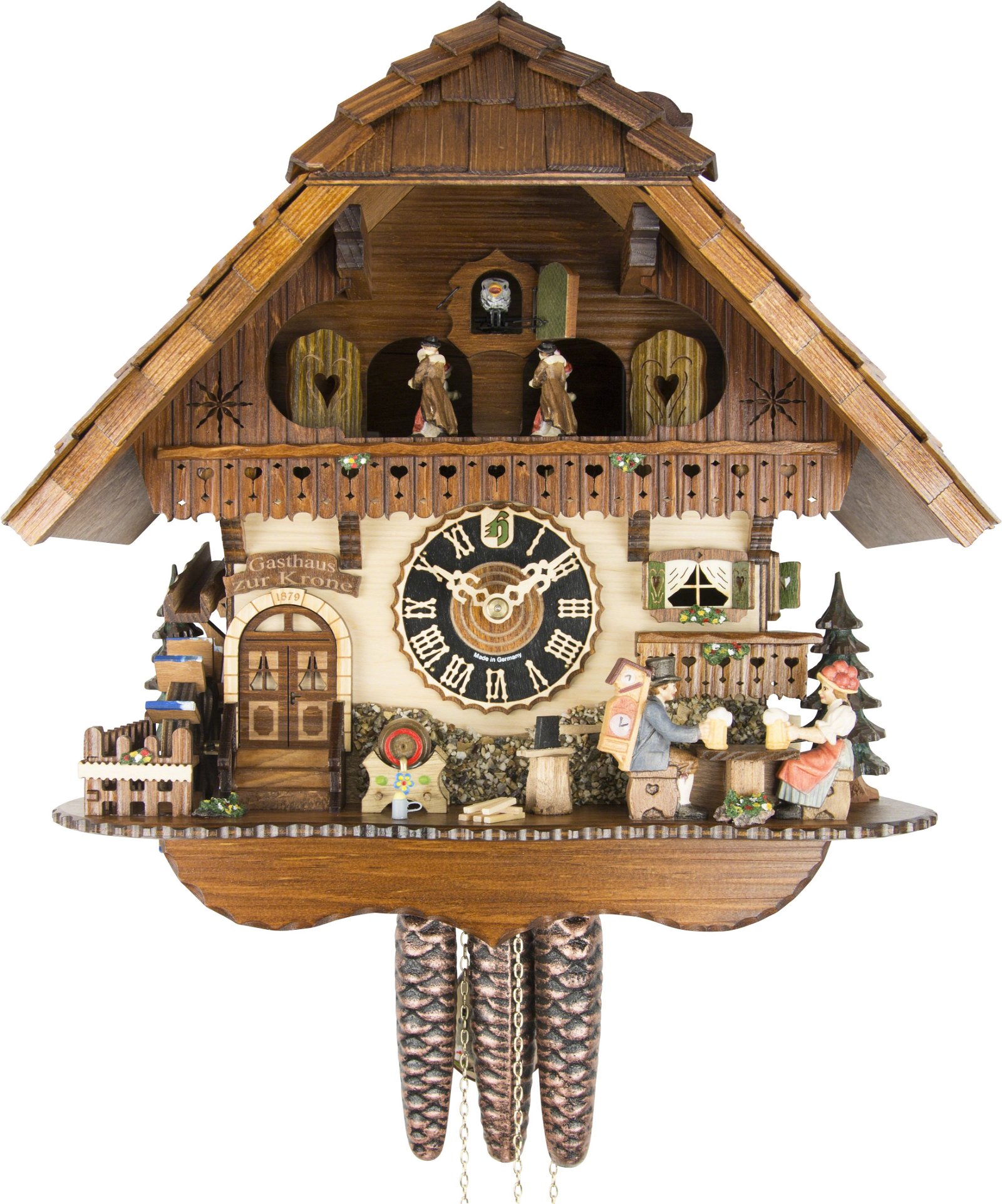 Cuckoo Clock 1-day-movement Chalet-Style 35cm by Hönes