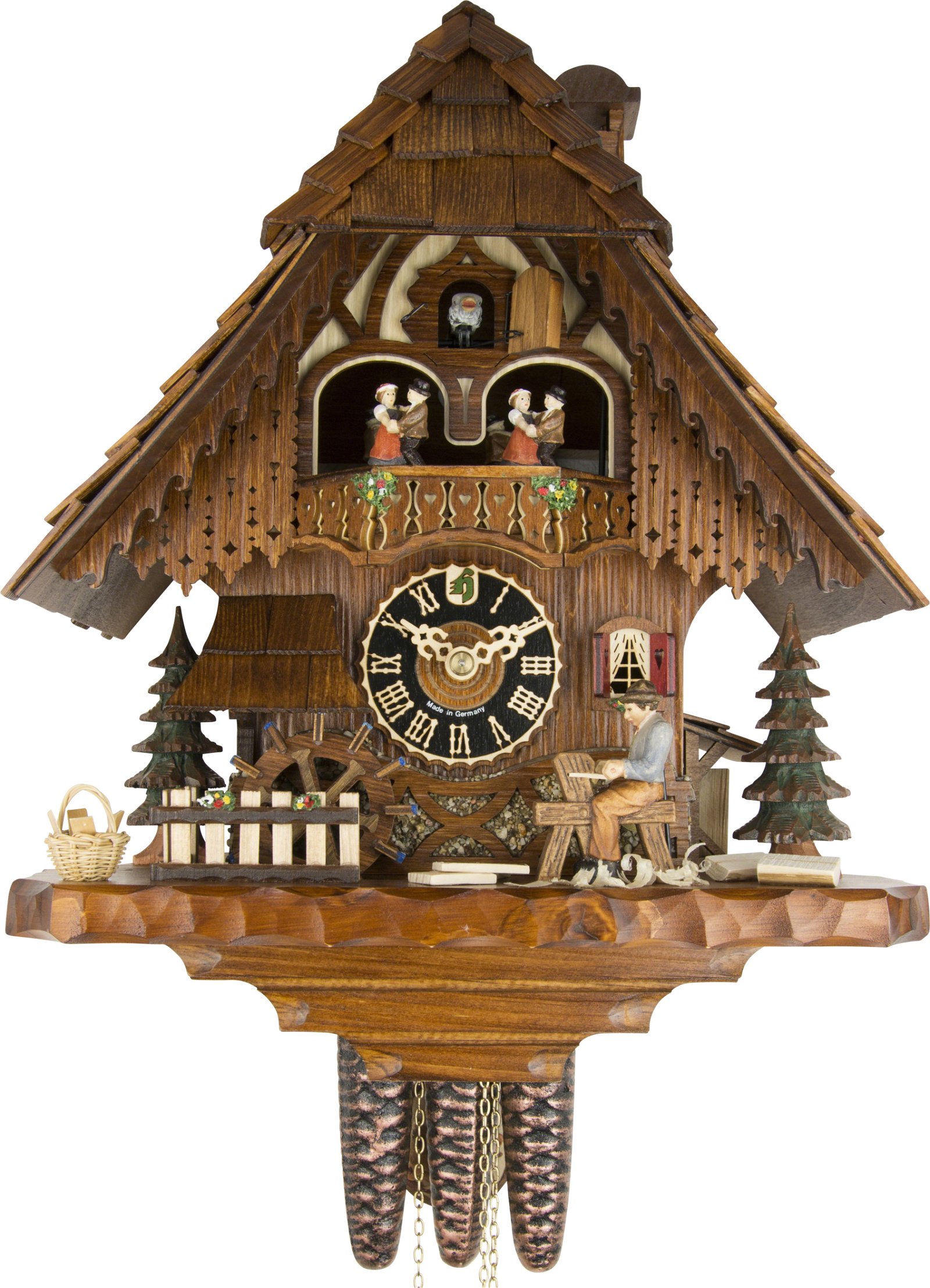 Cuckoo Clock 1-day-movement Chalet-Style 36cm by Hönes