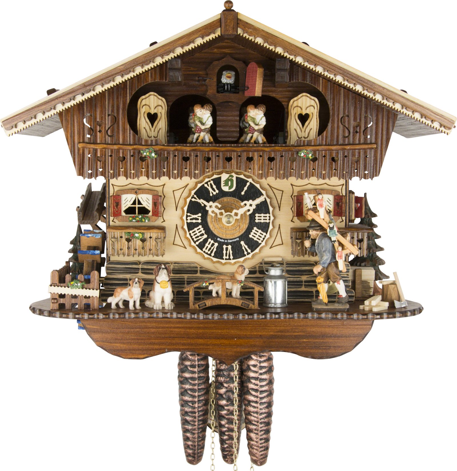 Cuckoo Clock 1-day-movement Chalet-Style 37cm by Hönes