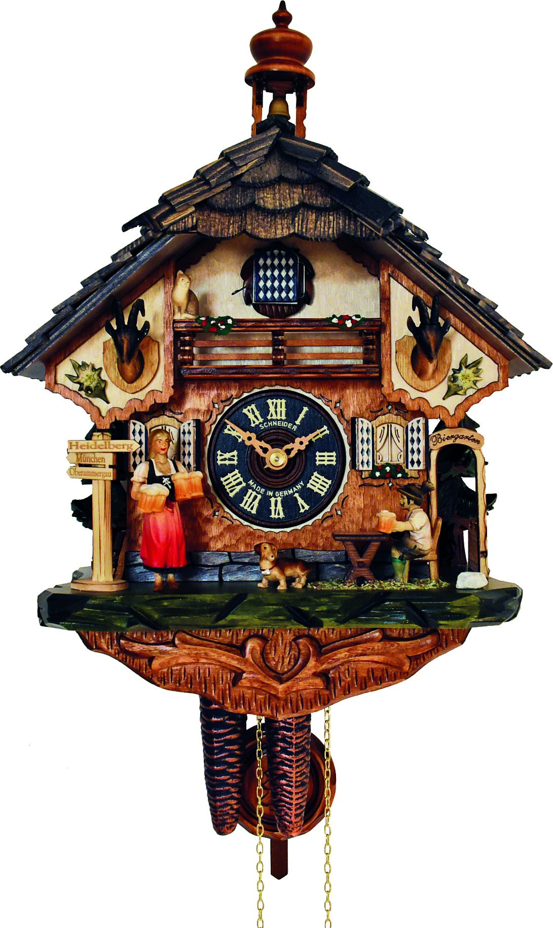 Cuckoo Clock 1-day-movement Chalet-Style 38cm by Anton Schneider