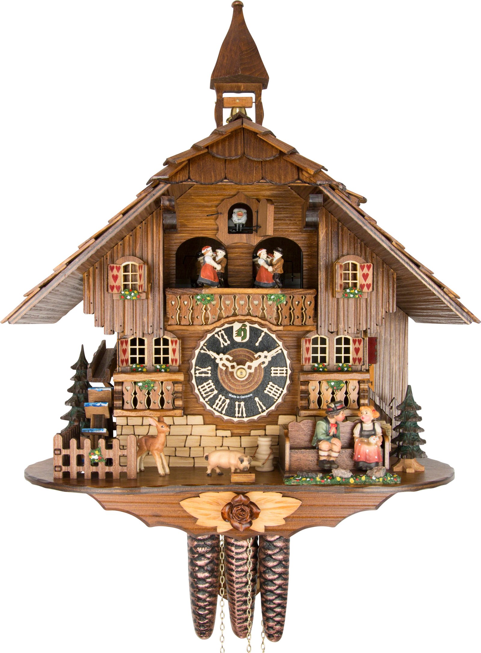 Cuckoo Clock 1-day-movement Chalet-Style 42cm by Hönes