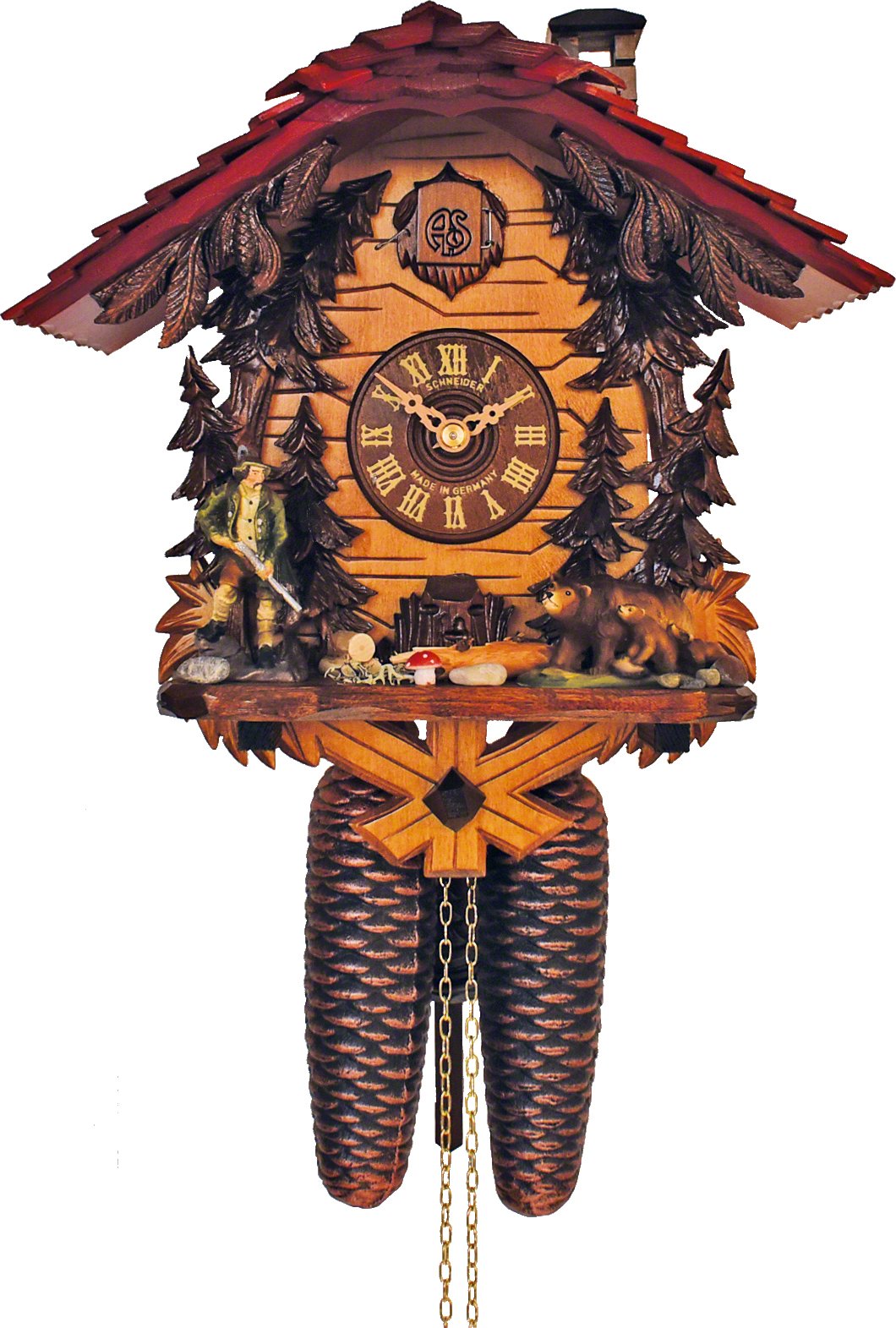 Cuckoo Clock 8-day-movement Chalet-Style 29cm by Anton Schneider
